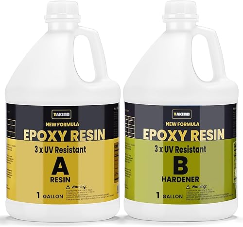 TAKIMO Kit de resina resistente a los rayos UV de 2 galones, sin burbujas y transparente para revestimiento, fundición, mesa, bricolaje, bar, mesas
