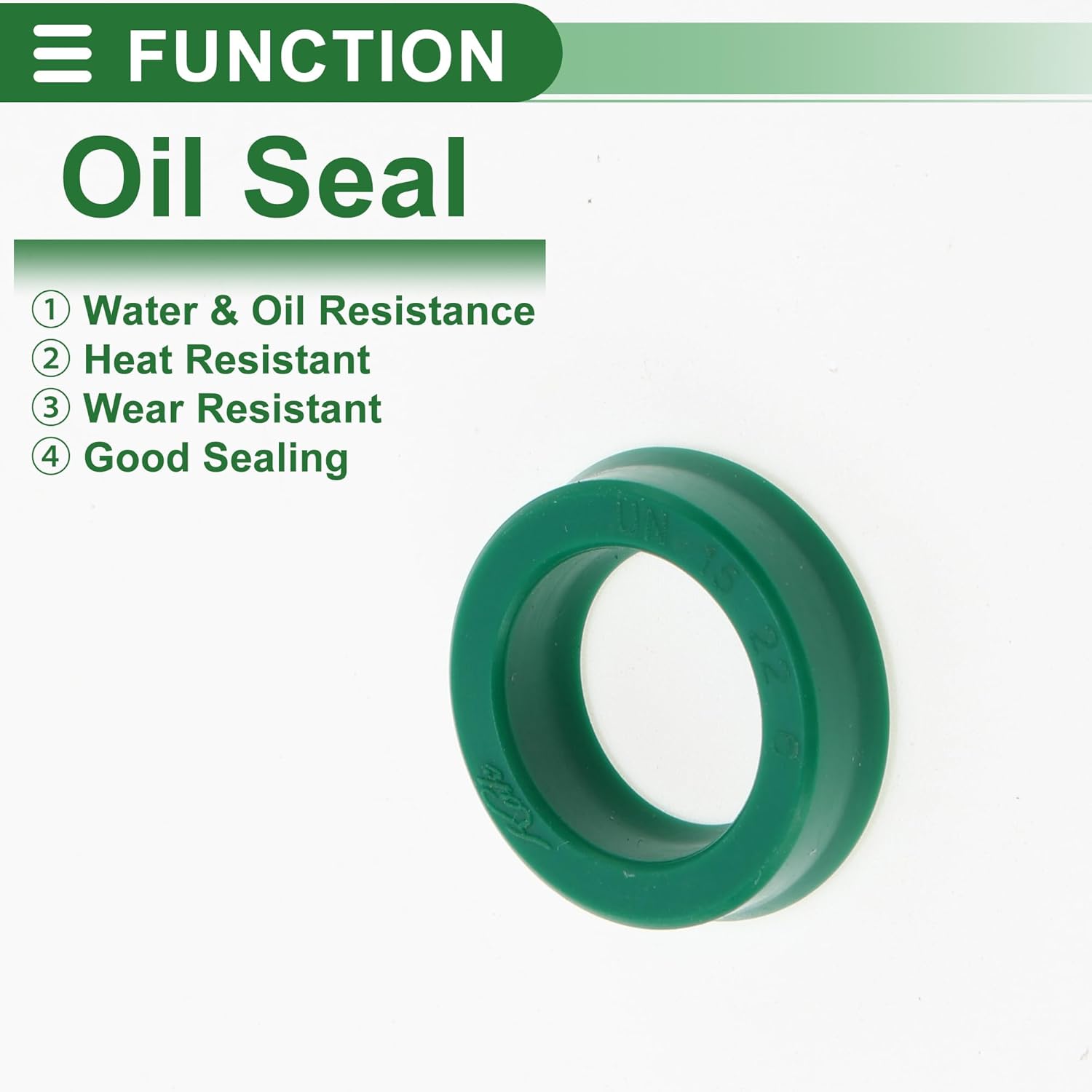 Universal Oil Seal UN Lip Seal Ring Rotary Shaft Seal 15x22x6mm High Pressure TPU Green 5 Pcs