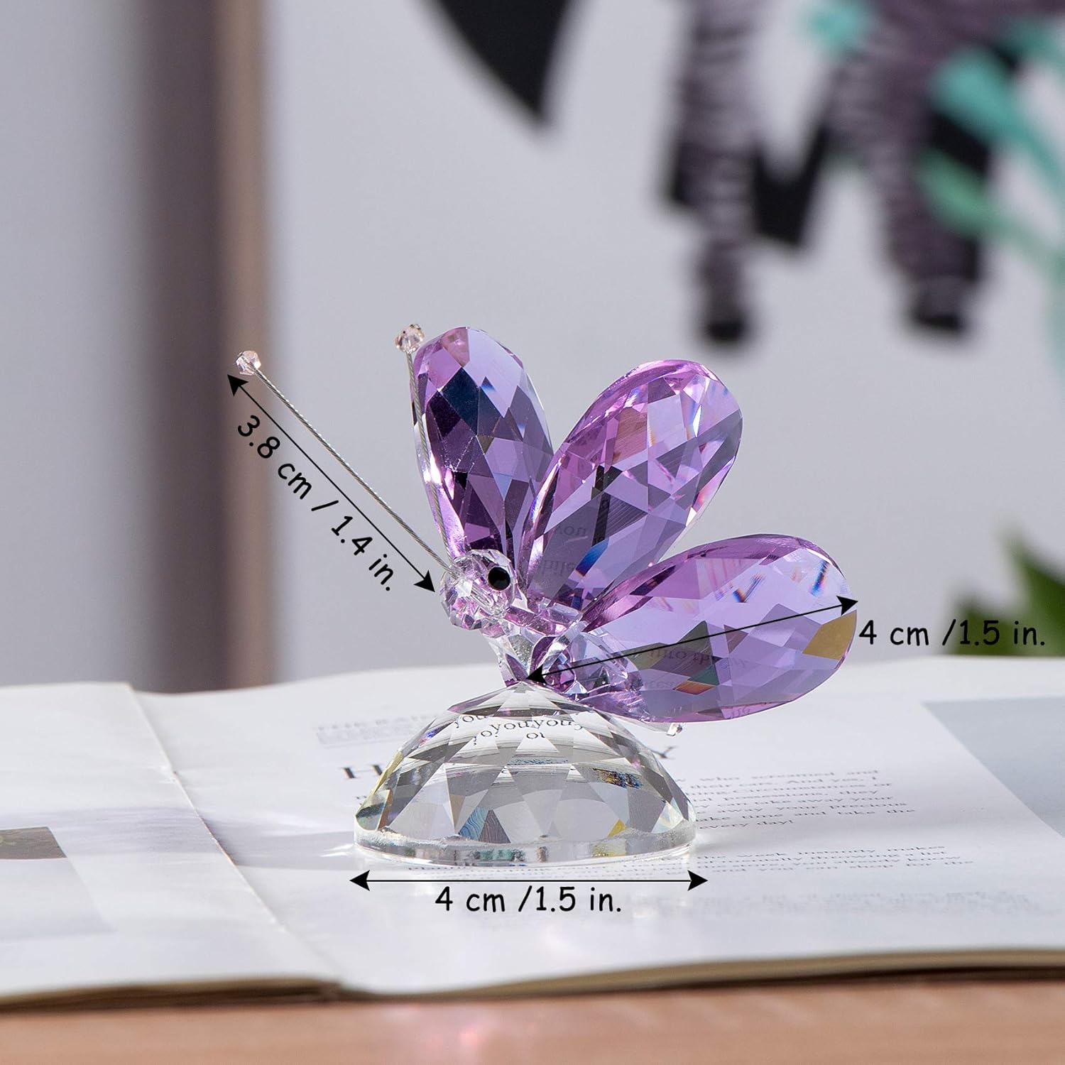Crystal Purple Collectible Butterfly Statue Gift for Butterfly Lover, Crystal Butterfly Figurine for Home Office Decor - Image 4
