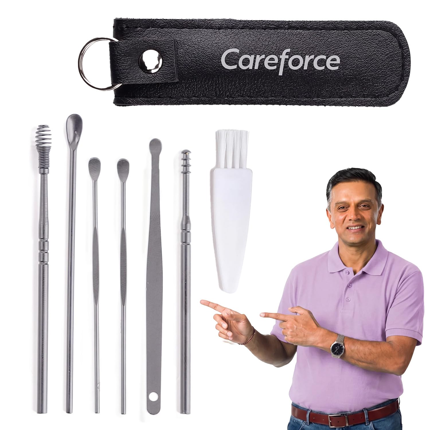 Careforce Ear Wax Cleaner - Resuable Ear Cleaner Tool Set with Storage Pack - Ear Wax Remover Tool Kit with Ear Curette Cleaner and Spring Ear Buds Cleaner 6 Pcs Set Silver-image-25