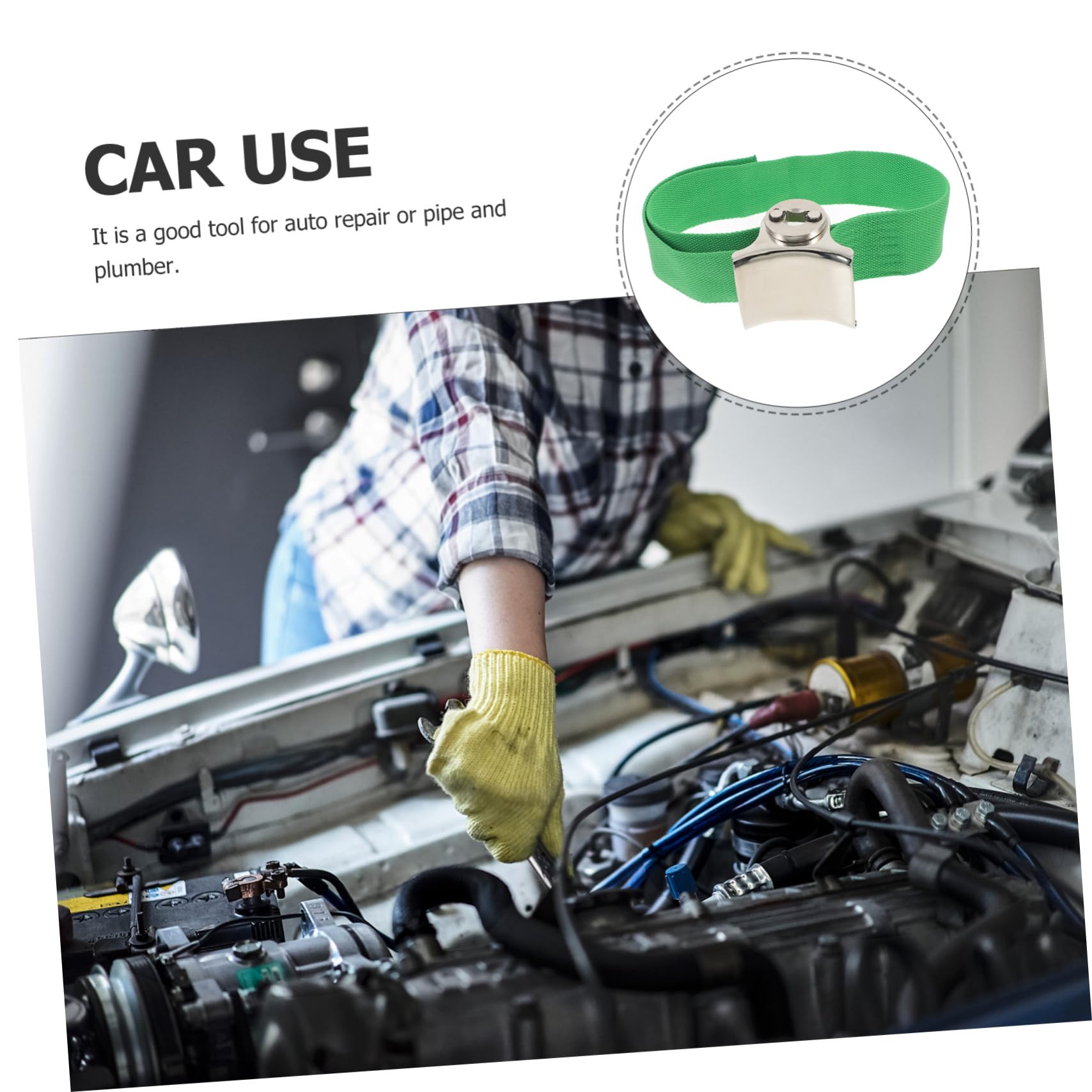 2 Stück Gurtschlüsselsatz aus Grünem Canvas mit Edelstahl Ergonomisches Design und Kompakte Größe für Ölfilter bei Motorradreparaturen und Auto Reparatur
