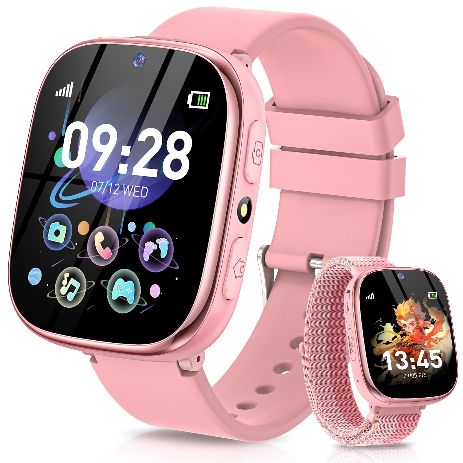 TotsyFun Smartwatch Niños con 31 Juegos, 140 Tarjetas de Aprendizaje, Audiolibros, Alarma de 13 Hábitos, IP67, SOS, Llamada, Cámara, Música, Reloj Inteligente Niño para Niños y Niñas Regalo (Rosa)