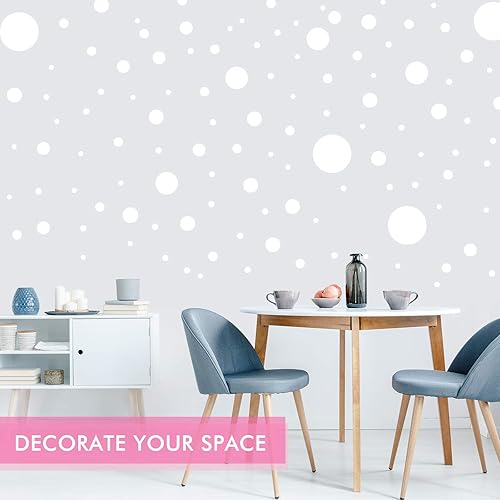 Miniatura 4 de Zonon 264 calcomanías de lunares circulares para pared, decoración de sala de juegos, calcomanías de vinilo extraíbles con puntos (blanco)