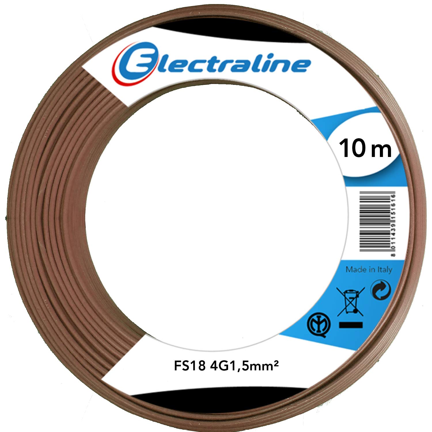 Electraline 16015 Câble écheveau FS18 4G1,5 10 m Marron