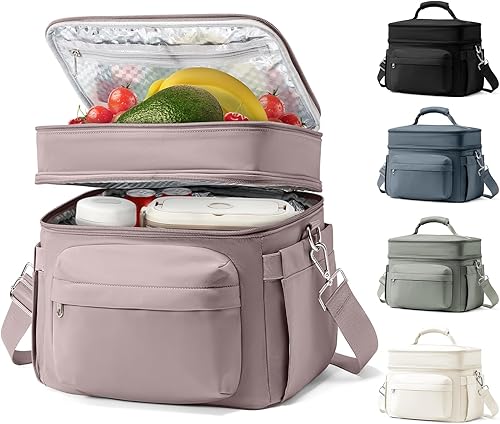 Miniatura 7 de Lonchera térmica para mujer, bolsa de almuerzo grande con correa para el hombro, lonchera para adultos, bolsas de almuerzo frescas para mujeres y