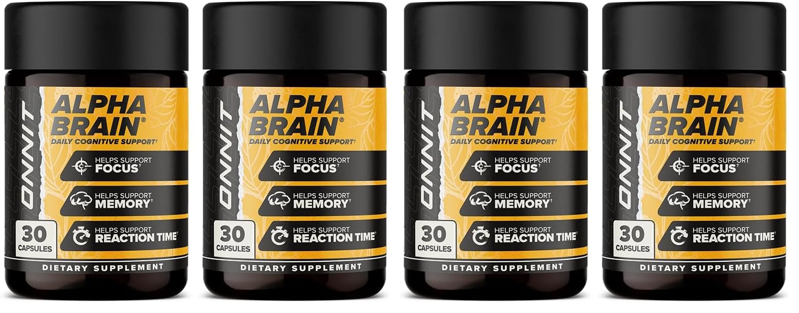 ONNIT Alpha Brain Nootropic Capsules for Men & Women, IGEN Non-GMO Tested Memory, Focus & Mental Clarity Support with L-Theanine and Vitamin B6, 30 Count Each, 2 Pack (60 Capsules)