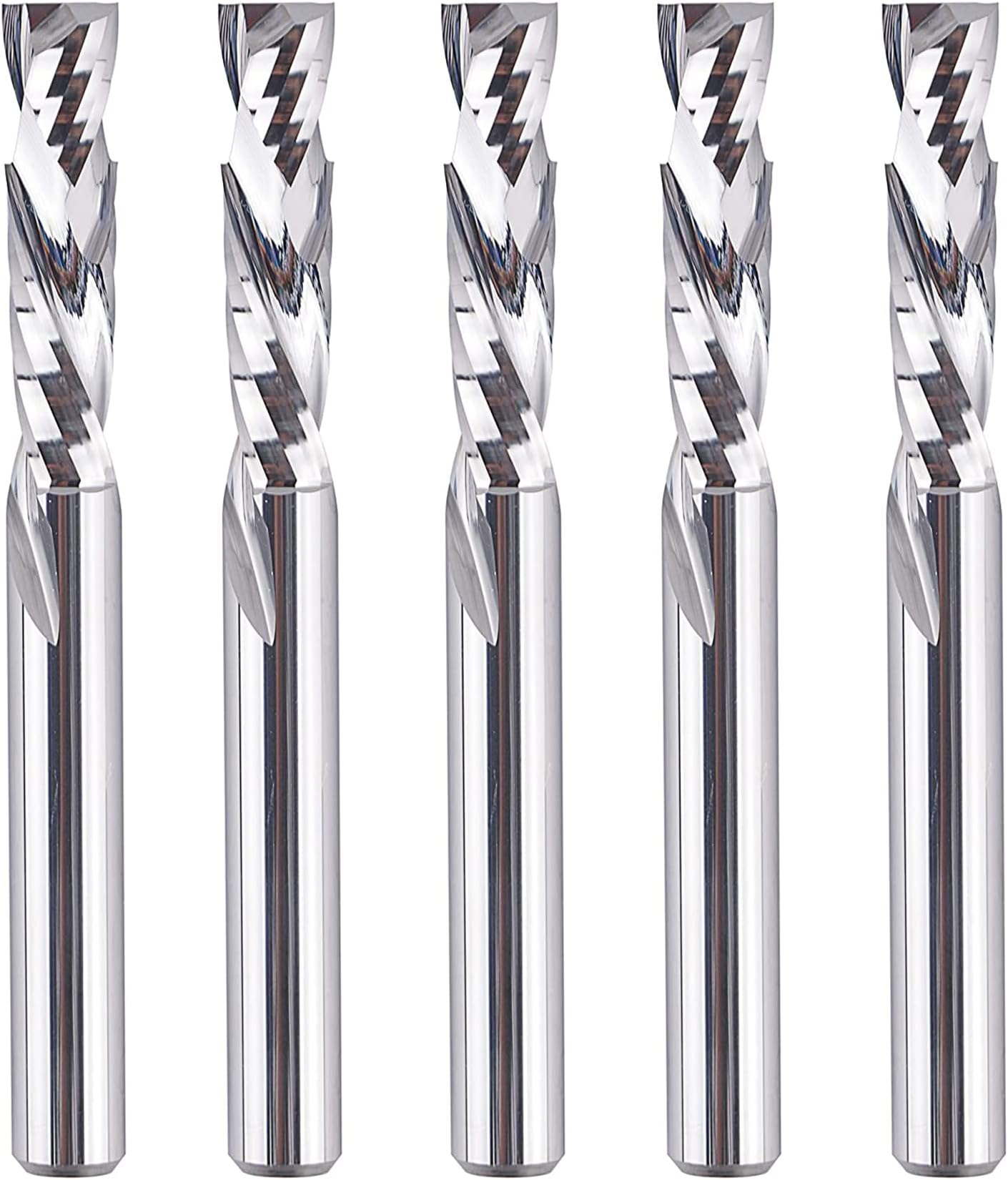 SpeTool 5PCS Compression Router Bits 1/4 inch Shank 1/4" Cutting Diameter ,Carbide UP Down CNC Router Bits Set Wood Router End Mills Carving Slotting Edge Cutting