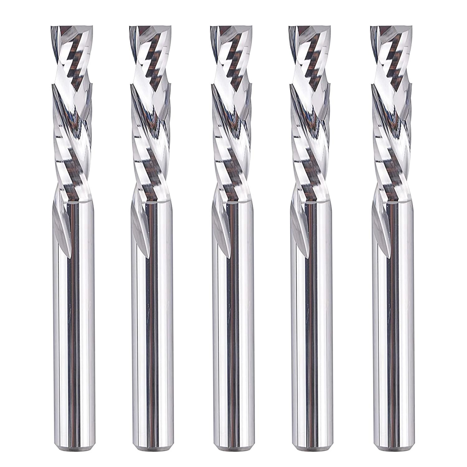 SpeTool 5PCS Compression Router Bits 1/4 inch Shank 1/4" Cutting Diameter ,Carbide UP Down CNC Router Bits Set Wood Router End Mills Carving Slotting Edge Cutting