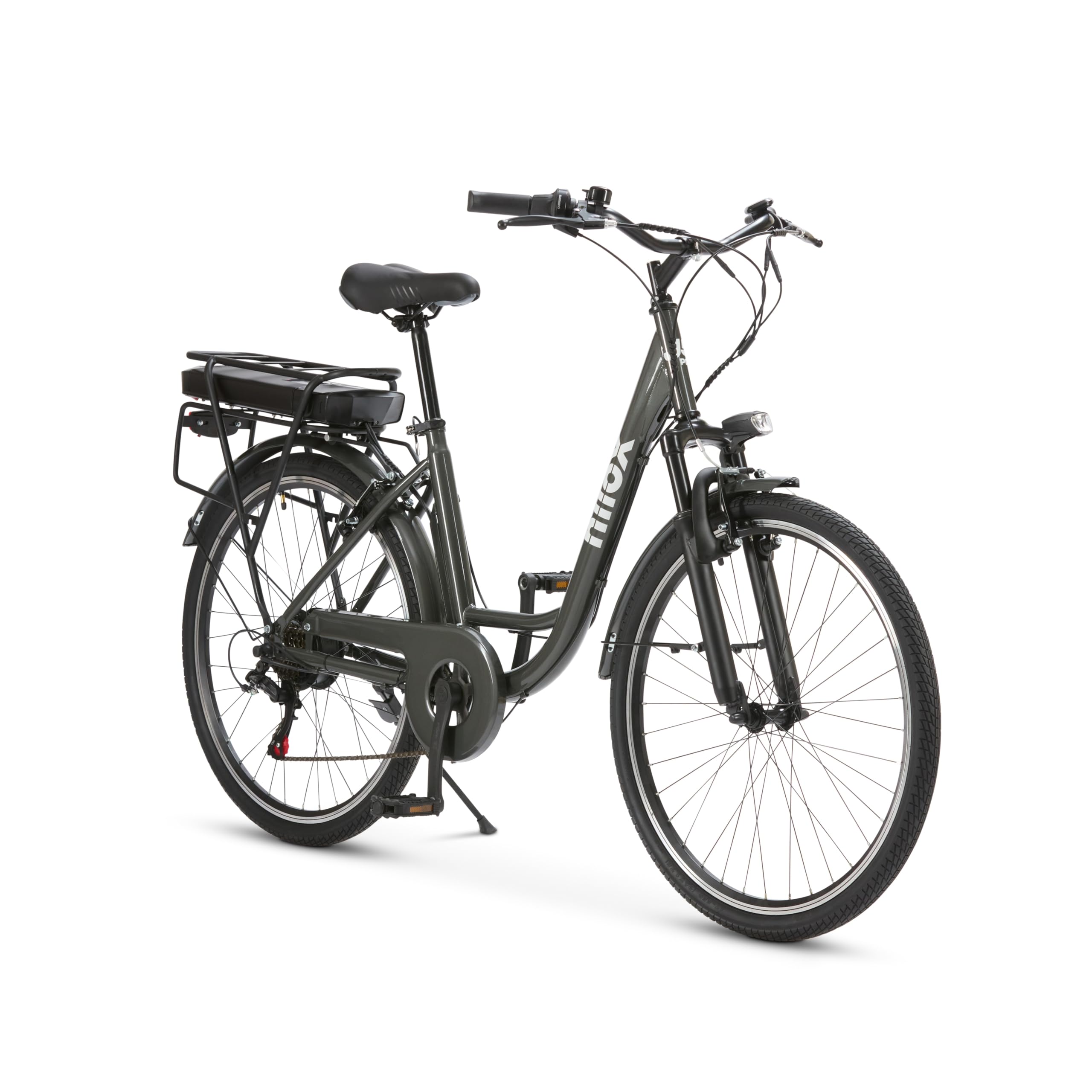 Nilox J5 PRO Bicicleta Eléctrica, Autonomía 65km y Velocidad 25 km/​h, Motor Trasero 250 W y Batería Litio Extraíble 10 Ah, E-​bike con Suspensión Delantera y Pantalla LED 5 Niveles, Verde