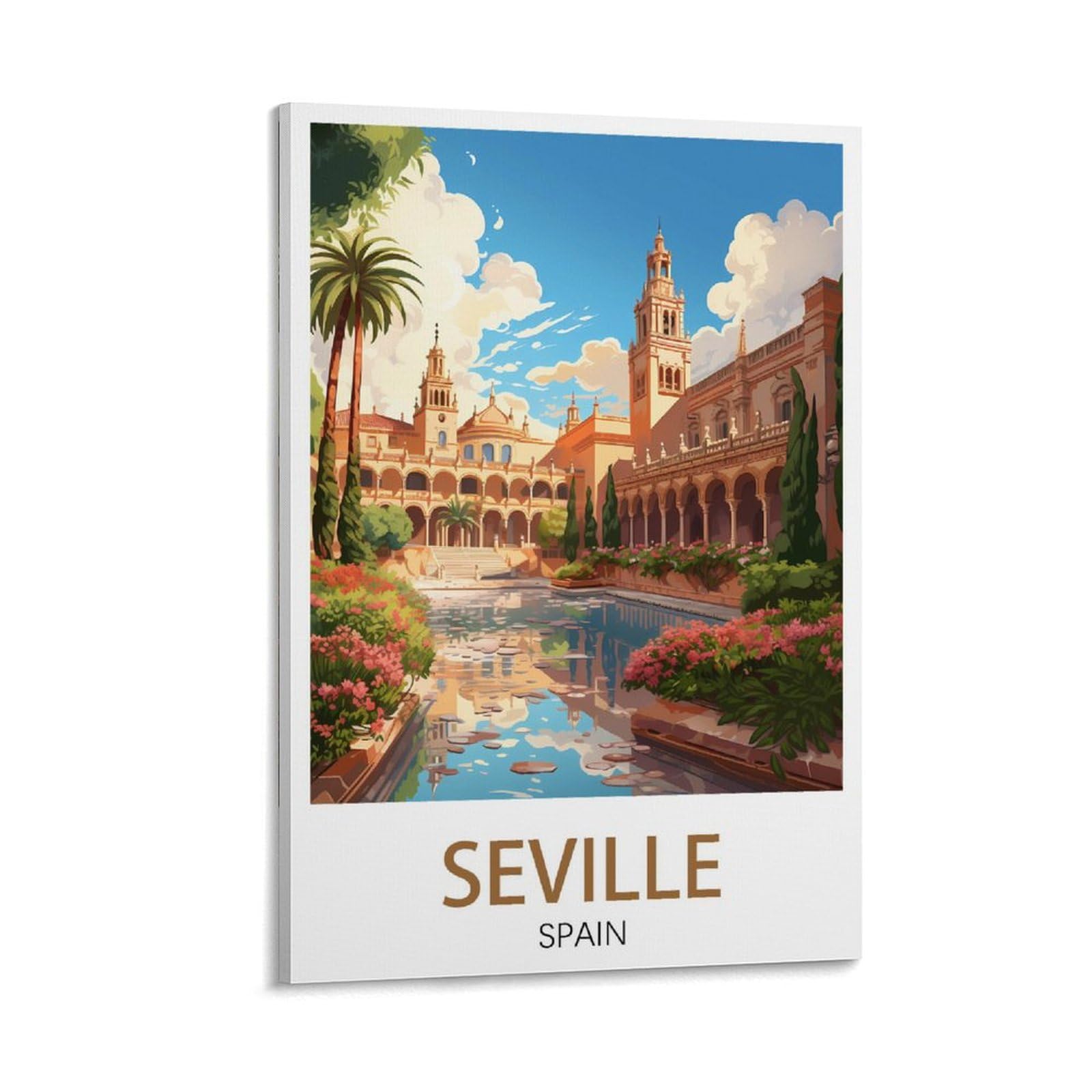 PuPLuM Seville Spain Vintage Travel Poster Landscape 08x12inch(20x30cm) Canvas Wall Art Posters for Living Room Decor Paintings for Home Decor