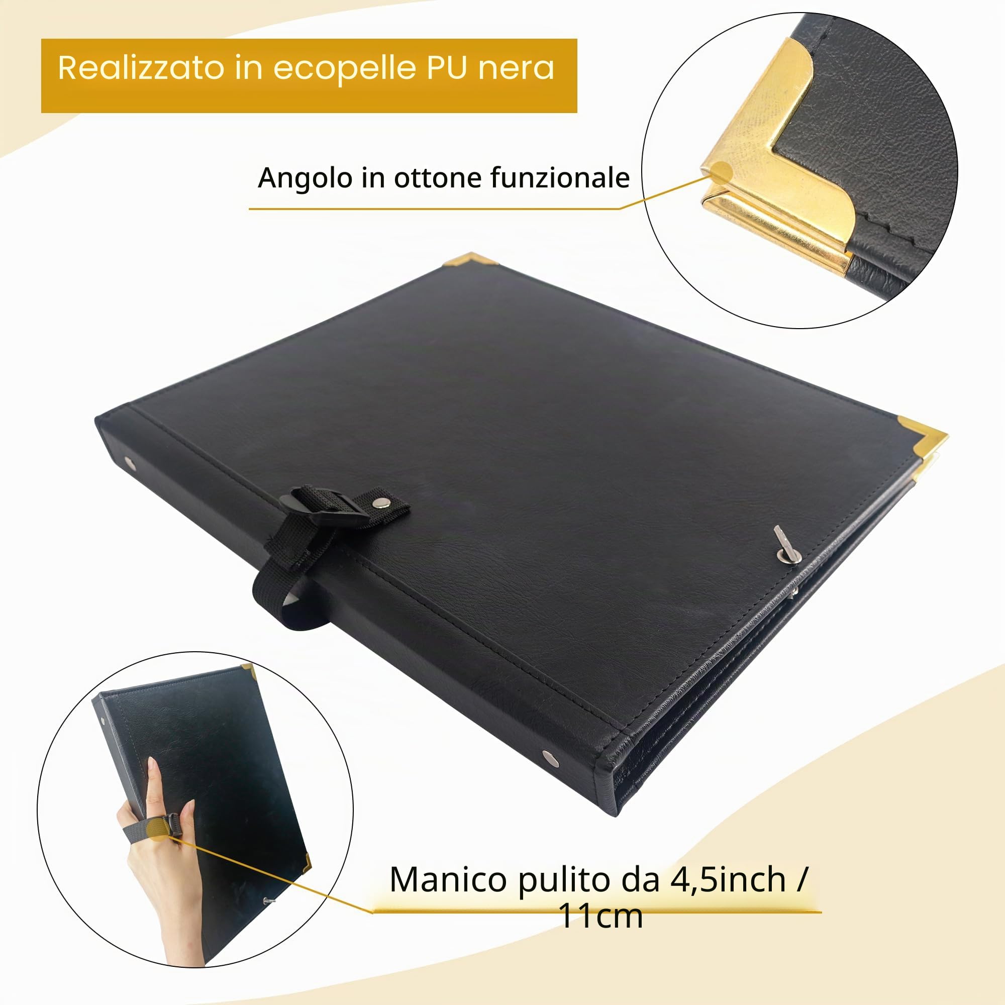 IvyRobes Raccoglitore Porta Spartiti Musicali in Pelle PU, A4 Cartelle Portaspartiti con 10 Tasche, Borsa Porta Documenti Musicale con Fascia Elastica