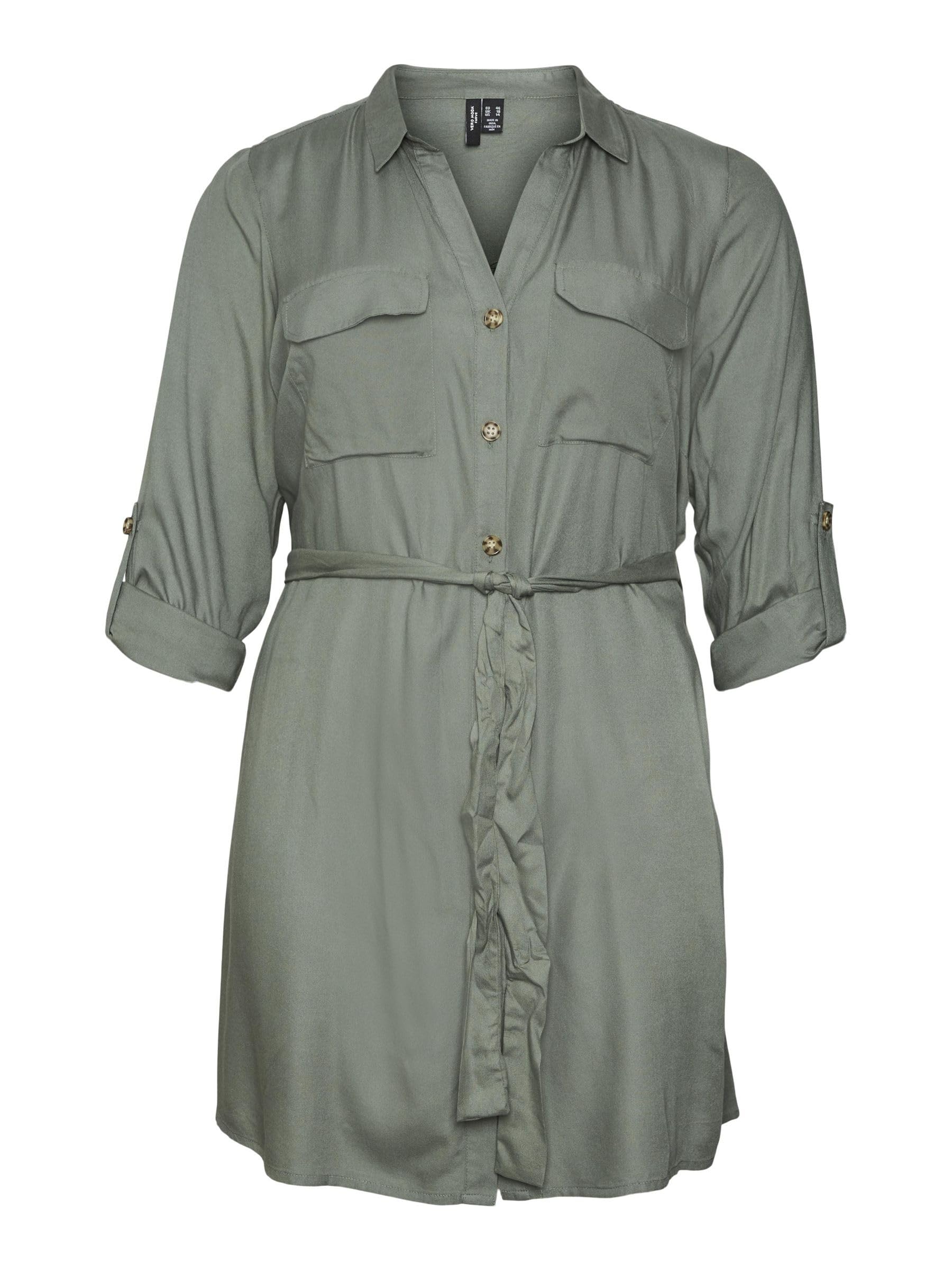 VERO MODA Womens Bumpy Shirt Dress Laurel Wreath 5XL