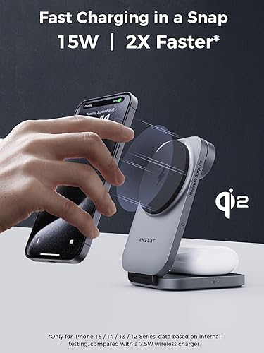 Miniatura 3 de Estación de carga 3 en 1, soporte de carga inalámbrico plegable MagFusion Z con certificación Qi2 de 15 W compatible con MagSafe para iPhone