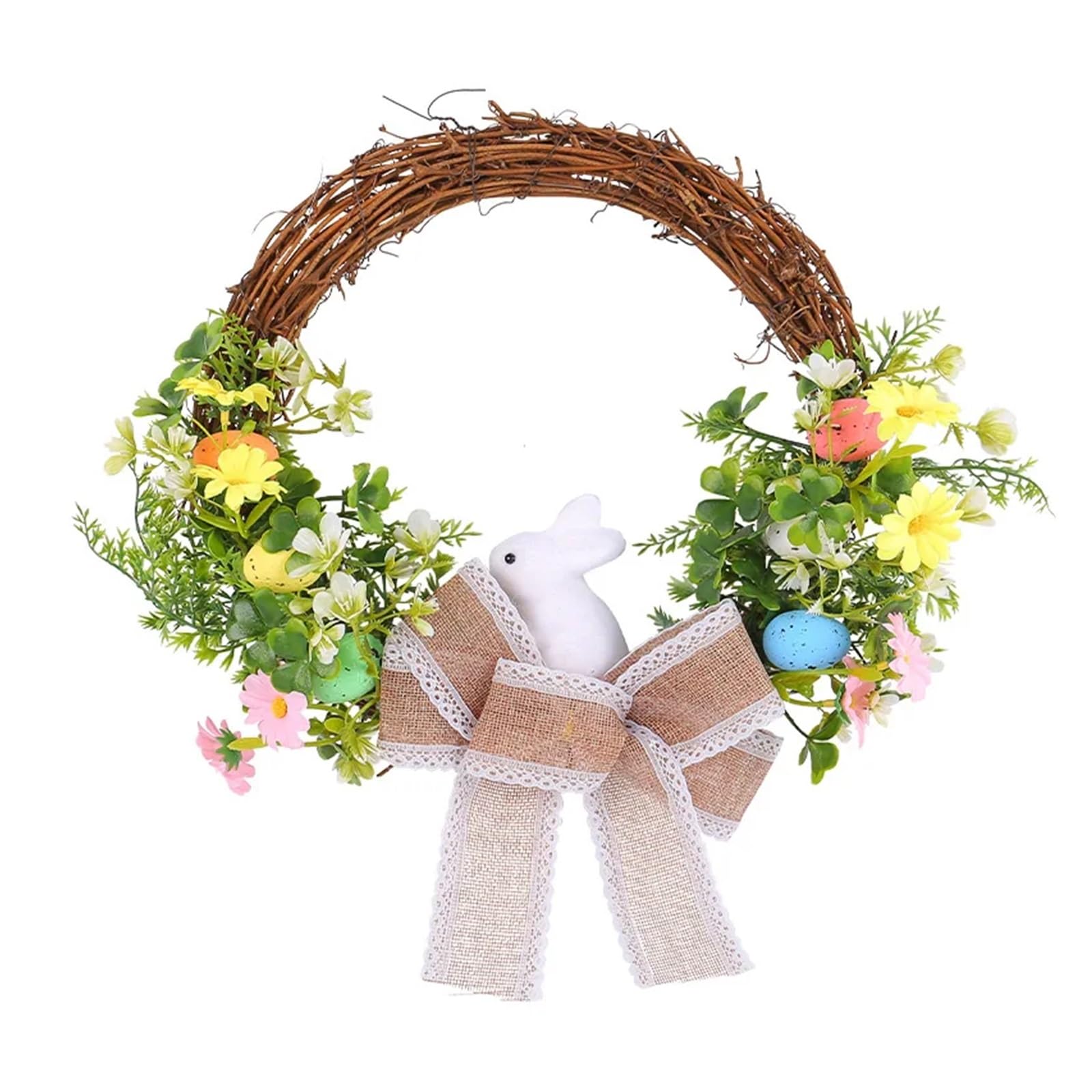 Ropicean Easter Bunny Wreath Spring Door Decoration