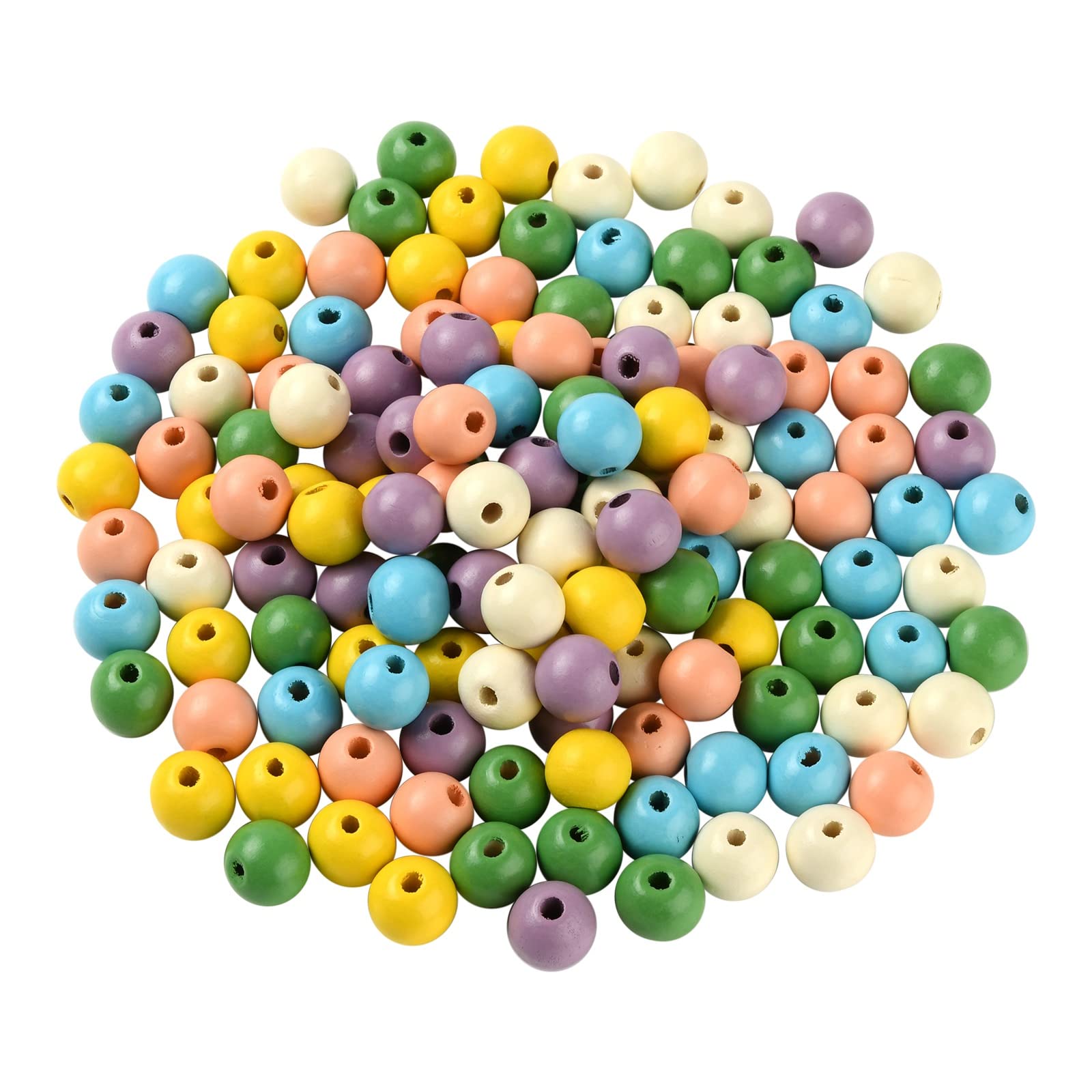 300 cuentas redondas de madera coloridas de 6 mm, macramé, agujero grande, espaciador de bolas de madera, cuentas sueltas con agujero de 2 ~ 3 mm para manualidades, joyas, pulseras, collares
