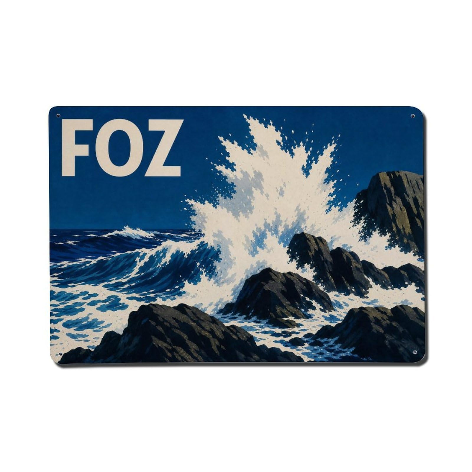 Metal Tin Sign Portugal Foz Vintage Travel