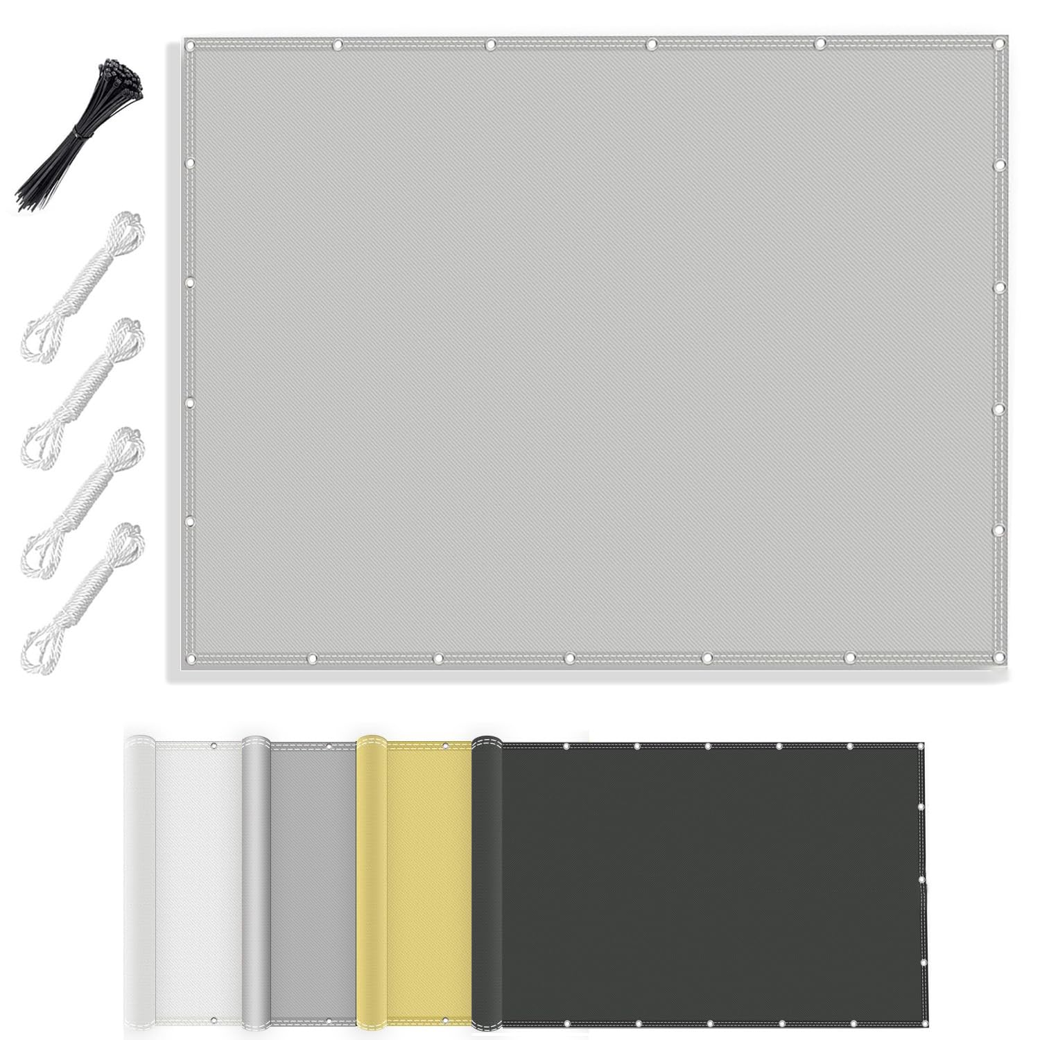 Voile d'ombrage imperméable pour balcon et piscine, protection UV 3 x 3,5 m gris