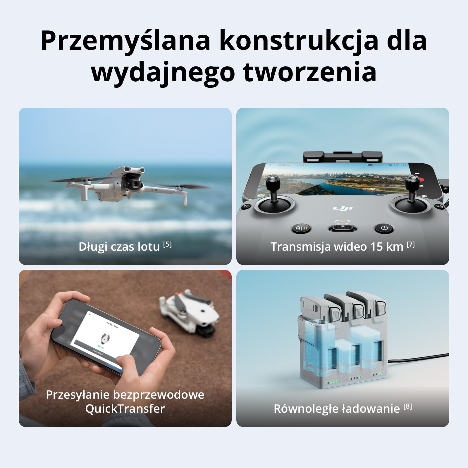 DJI Lito 1 Two-Battery Combo (RC-N3), dron 4K dla początkujących | Wykrywanie przeszkód, ActiveTrack, wideo 4K i zdjęcia 8K, lekki dla dorosłych, transmisja wideo 15km, 2 akumulatory, C0