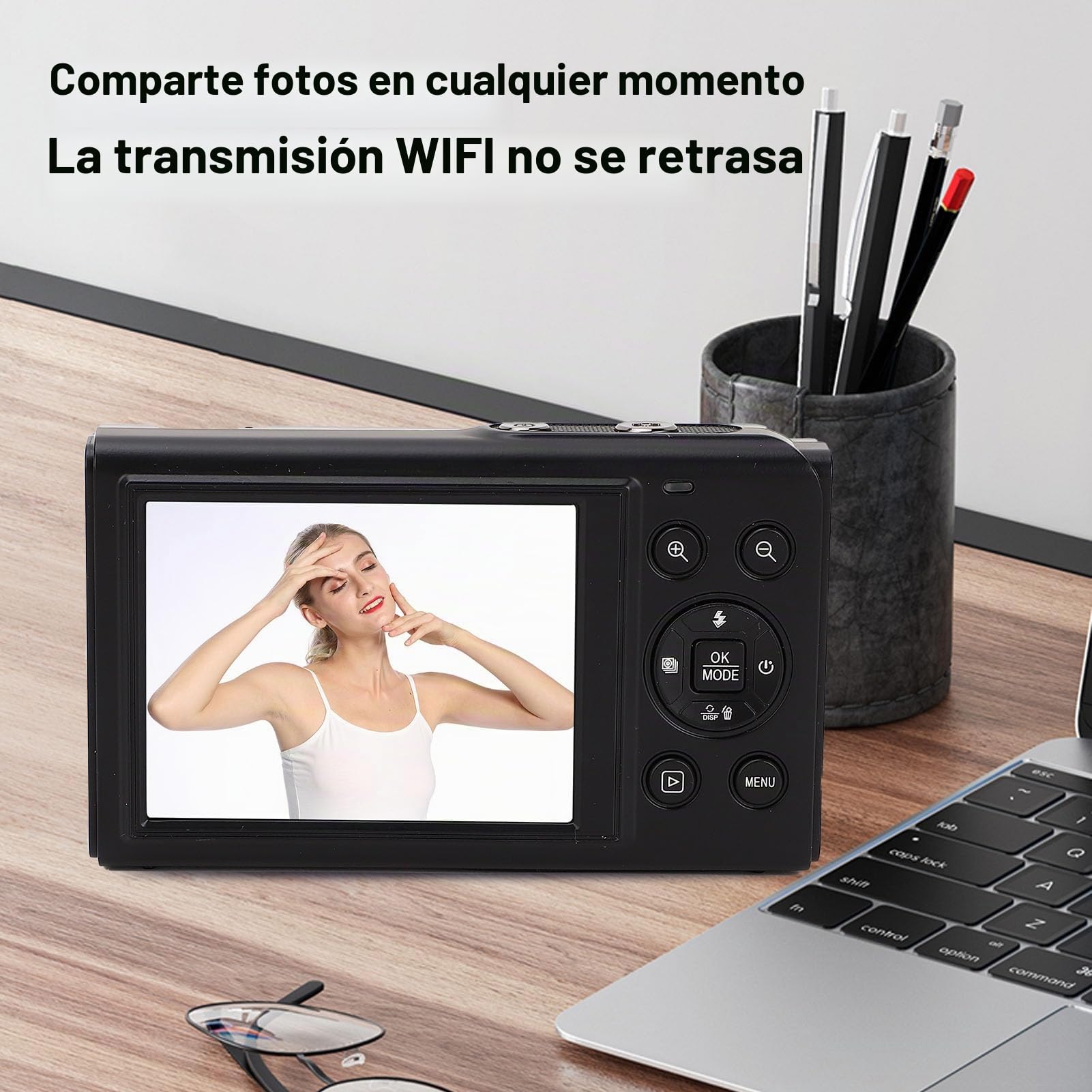 BuyWeek Cámara Digital Fotográfica 5K 80MP con WiFi, Zoom Digital 18X Autoenfoque Cámara HD Vlogging con Pantalla Dual de 2,8 Pulgadas y 1,5 Pulgadas, Flash Integrado, con Tarjeta de (Negra)