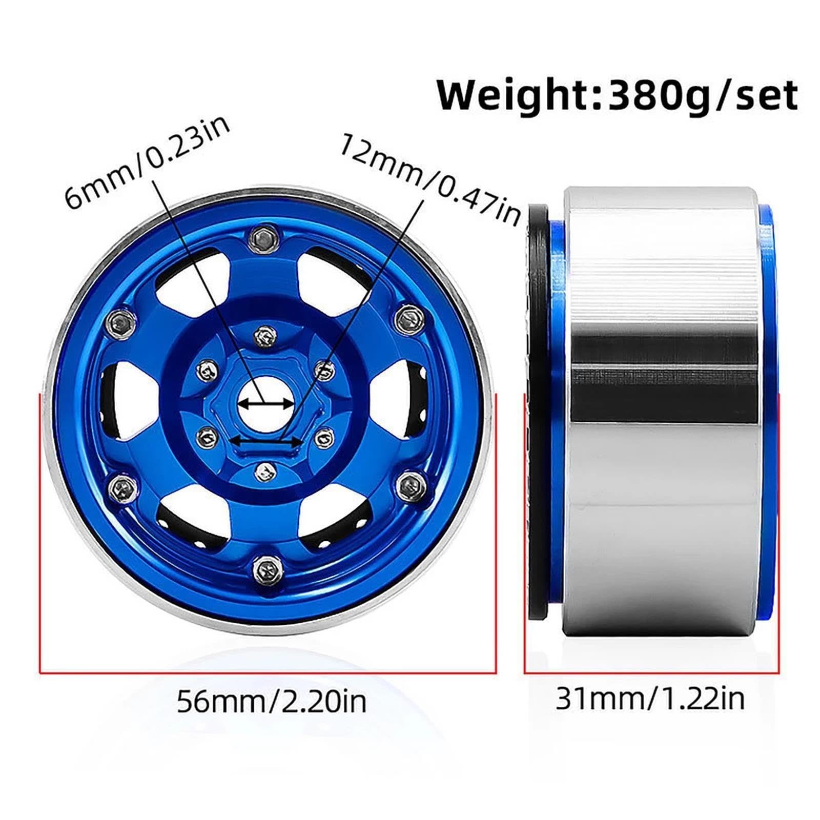 4 Stück CNC 1,9 Zoll Legierung Beadlock Felge for 1/10 Axial SCX10 90046 AX103007 VS4-10 MST CFX RC4WD D90 TRX4 TRX6 RC Crawler Auto(Silver)
