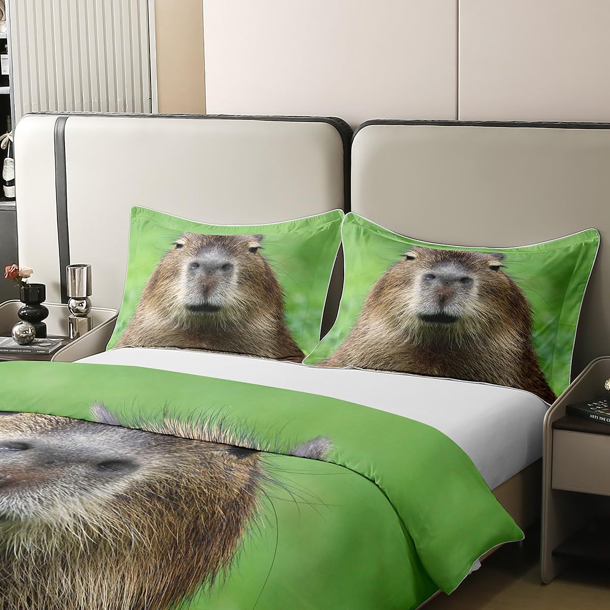 Homewish Young Capybara Cotton Duvet Cover Single,Funny Capybaras Comforter Cover,Capybara Animals Lovers Bedspread Cover,3D Zoo Pet Animals Soft Breathable Bedding Set including Zipper Bedroom Decor - Image 4