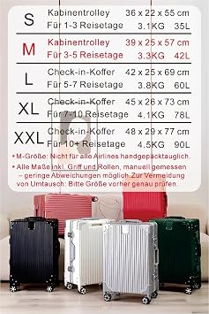 Aoliwei Aluminium Frame Suitcase S (55 cm) Hand Luggage - Lightweight 100% PC Hard Shell Trolley in Metal Look, 35L Business Travel Suitcase with TSA, 4 Quiet 360° Wheels, White, M, hard shell trolley
