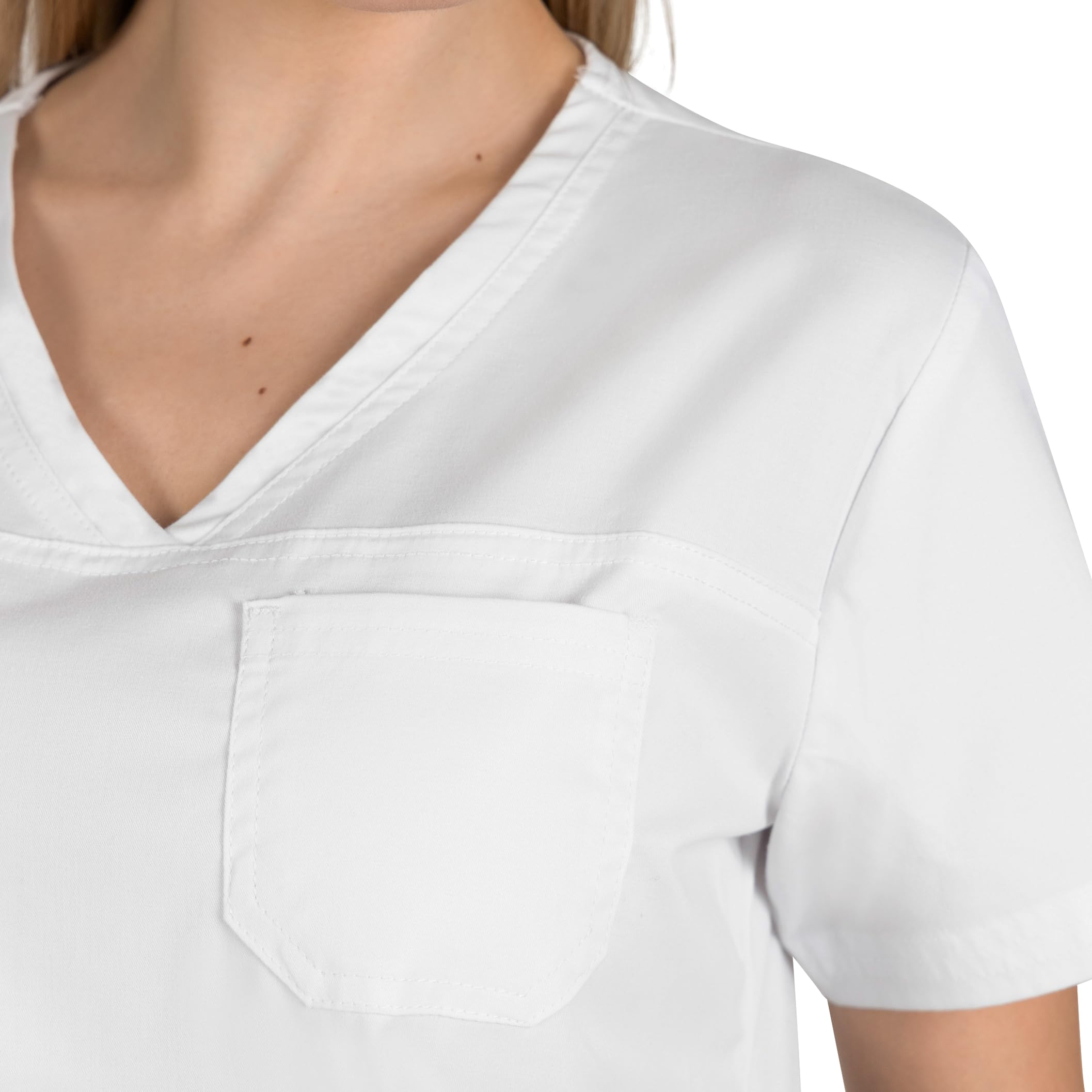 B-well Andrea Casacca Medico Donna Divisa Infermiere Donna a Maniche Corte Divise Sanitarie Casacca da Donna con Scollo a V e 2 Tasche