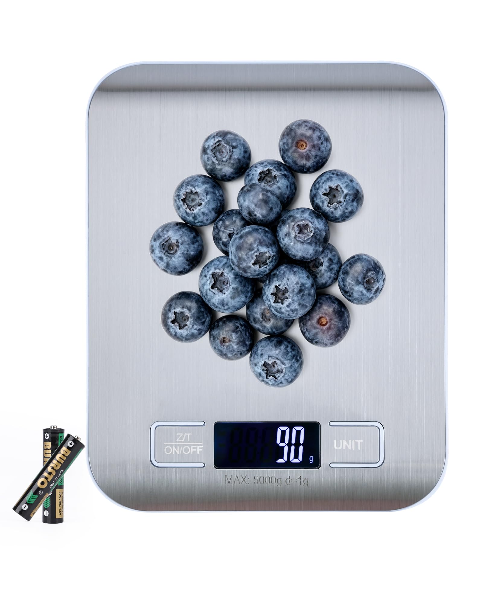 Acual Digital Kitchen Scales (1g/5kg), Ultra Thin Stainless Steel Food Scale with LCD Display,1g High Precision Electronic Cooking Scale with Tare Function for Baking Cooking Meal Prep