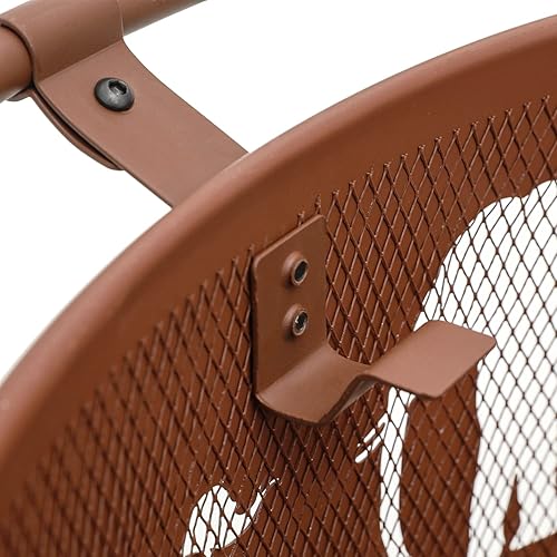 Miniatura 6 de MoNiBloom Hoguera redonda de 26 pulgadas, diseño floral, hoguera redonda, chimenea de leña para exteriores, con pantalla de chispas de malla para