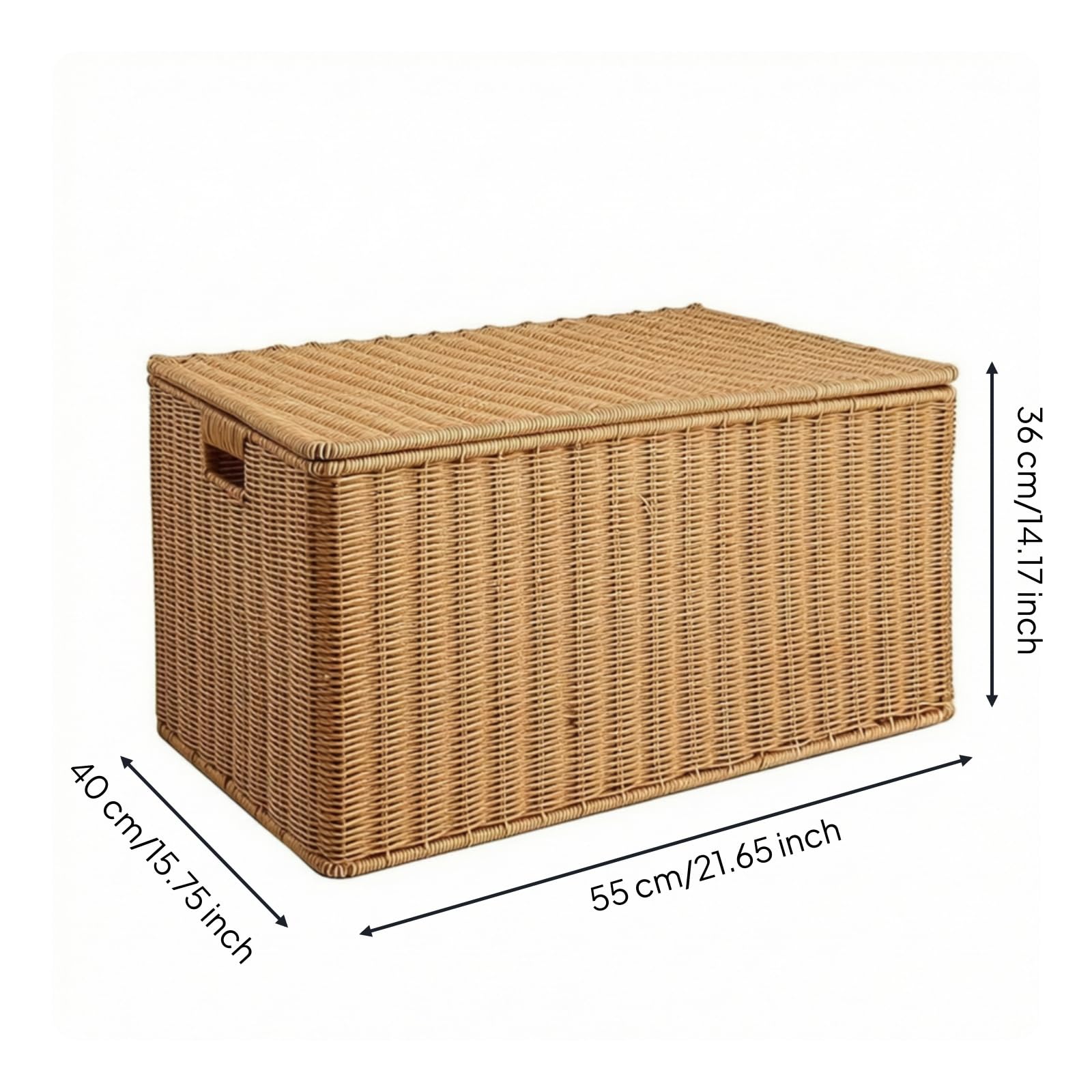 LOVIVER Cesto Portaoggetti con Coperchio Naturale Cesto in Rattan Stabile Cesta Intrecciata per Soggiorno, Chiaro, 55x40x36cm
