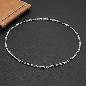 KnBoB Men's Sterling Silver Necklace 925, Chains for Men Hip