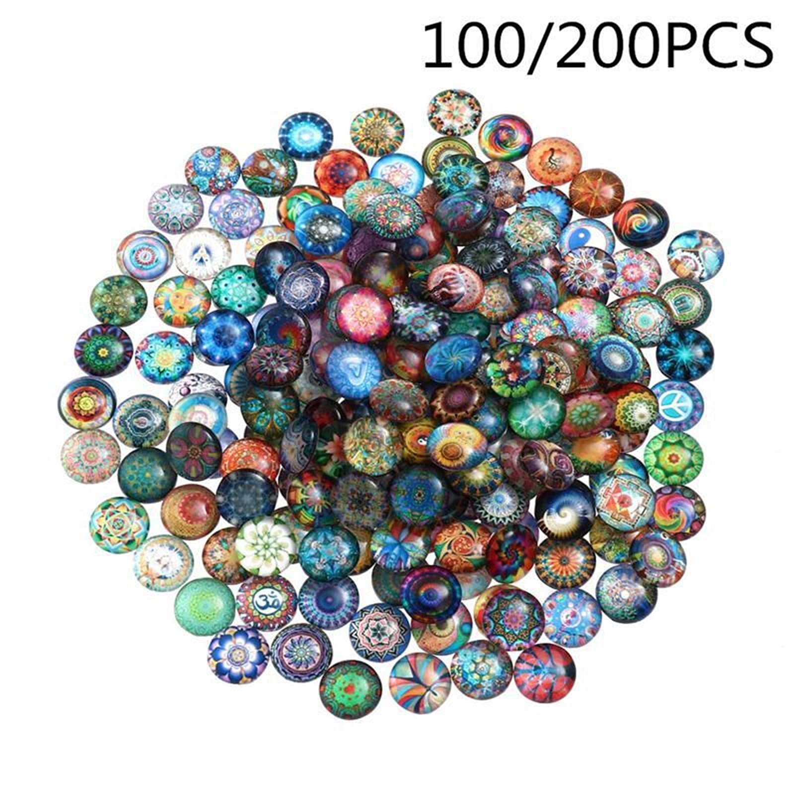 12mm 14mm Okrągłe szklane mozaiki Multicolor 100szt 200szt do rękodzieła tworzenia biżuterii(200pcs 12mm)