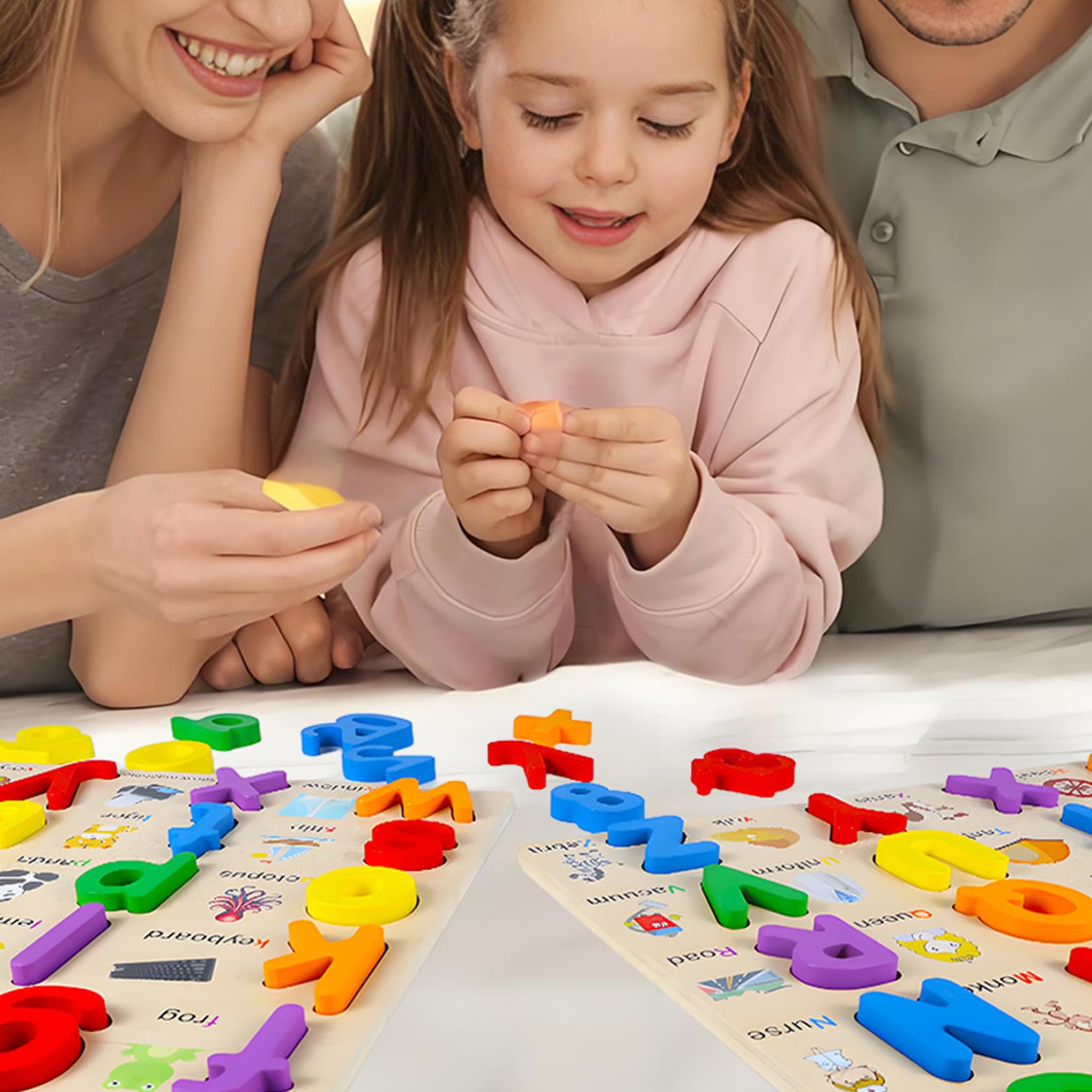 Puzzle in legno, 3 pezzi di puzzle con alfabeto e numeri, giocattoli educativi per attività di apprendimento prescolare per bambini di 1, 2, 3, 4 e 5 anni, in legno per bambini piccoli, puzz