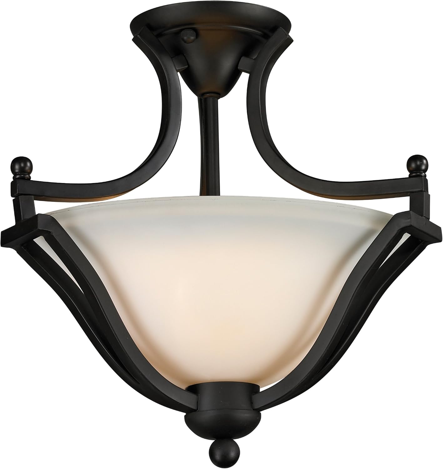 Z-Lite 703SF-MB Lagoon Two Light Semi-Flush Mount, Steel Frame, Matte Black Finish and Matte Opal Shade of Glass Material
