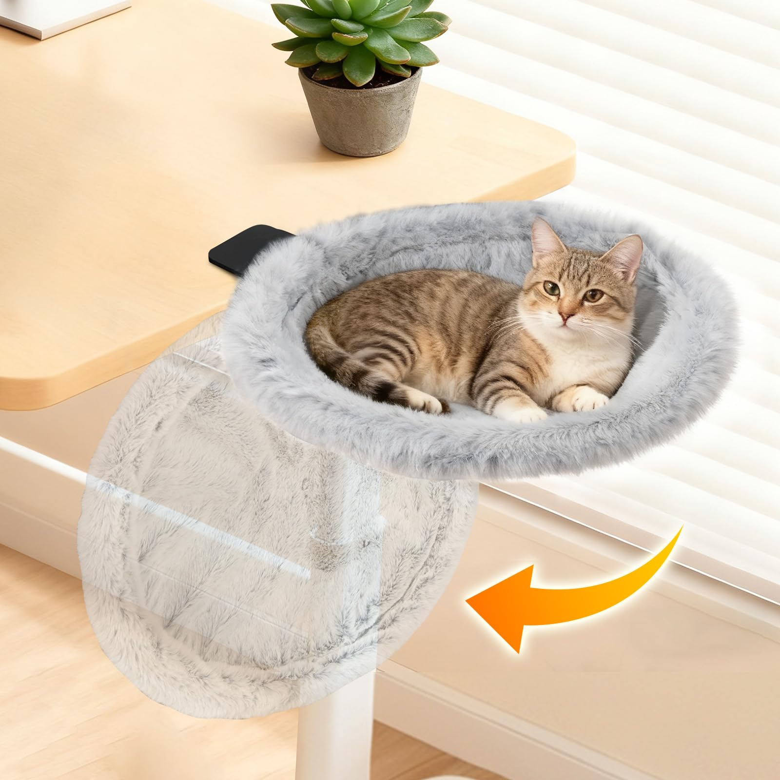 Pawaboo Lettino Da Scrivania Per Gatti, | Amaca Per Gatti Con Morsetto In Acciaio Che Sostiene Fino A 18 Kg, Lettini Pieghevoli Con Un Clic Con Peluche