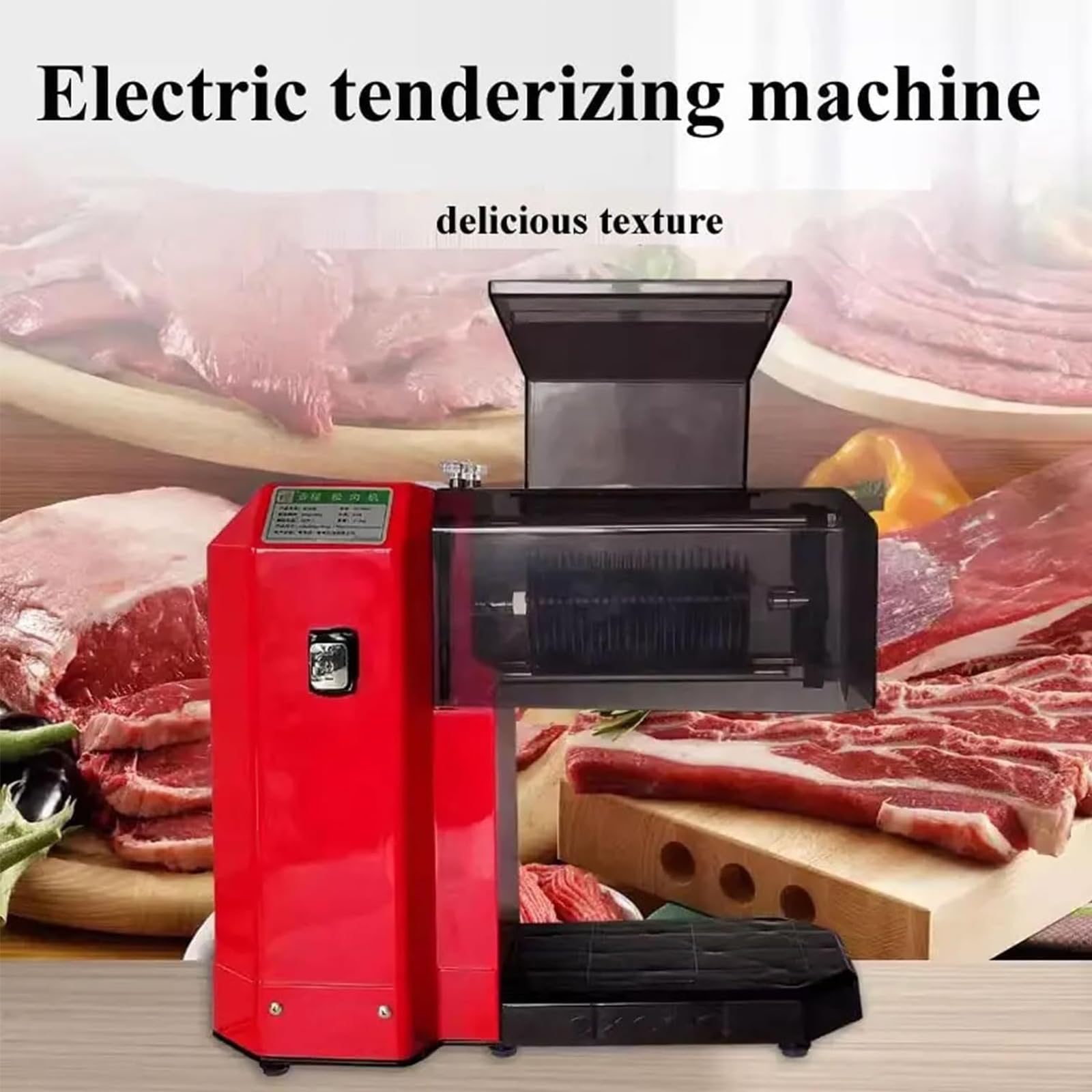 Elektrischer Fleischklopfer, 600 W, verstellbare Fleischdicke 0–4 cm, abnehmbarer Spritzschutz, leicht zu reinigen für Rind, Huhn und Schweinefleisch