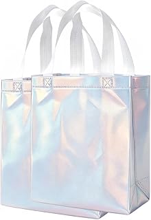 ODPFMTDY 15 Pcsr 10x4x8 Inch Rainbow Gift Bags with Handles, Non-Woven Handbags with White Support Board, Colorful Tote Bags for Party, Wedding, Birthday