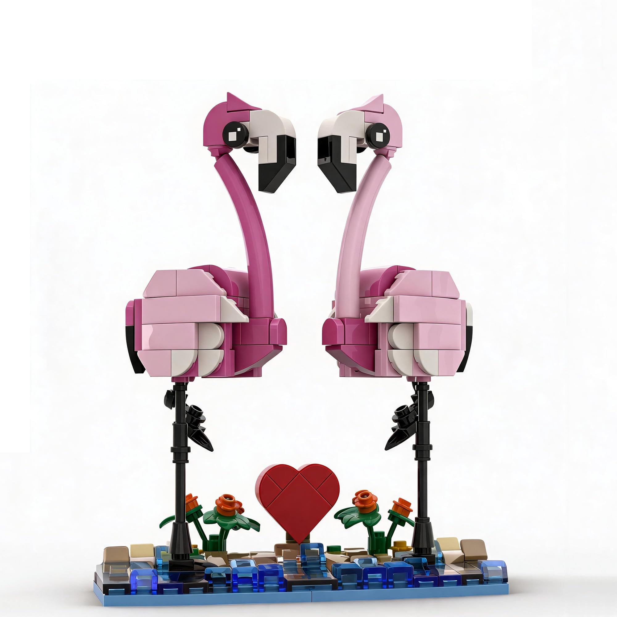 Flamingo Building Set Couple Heart-Shaped Gift 264PCS Love Birds Model