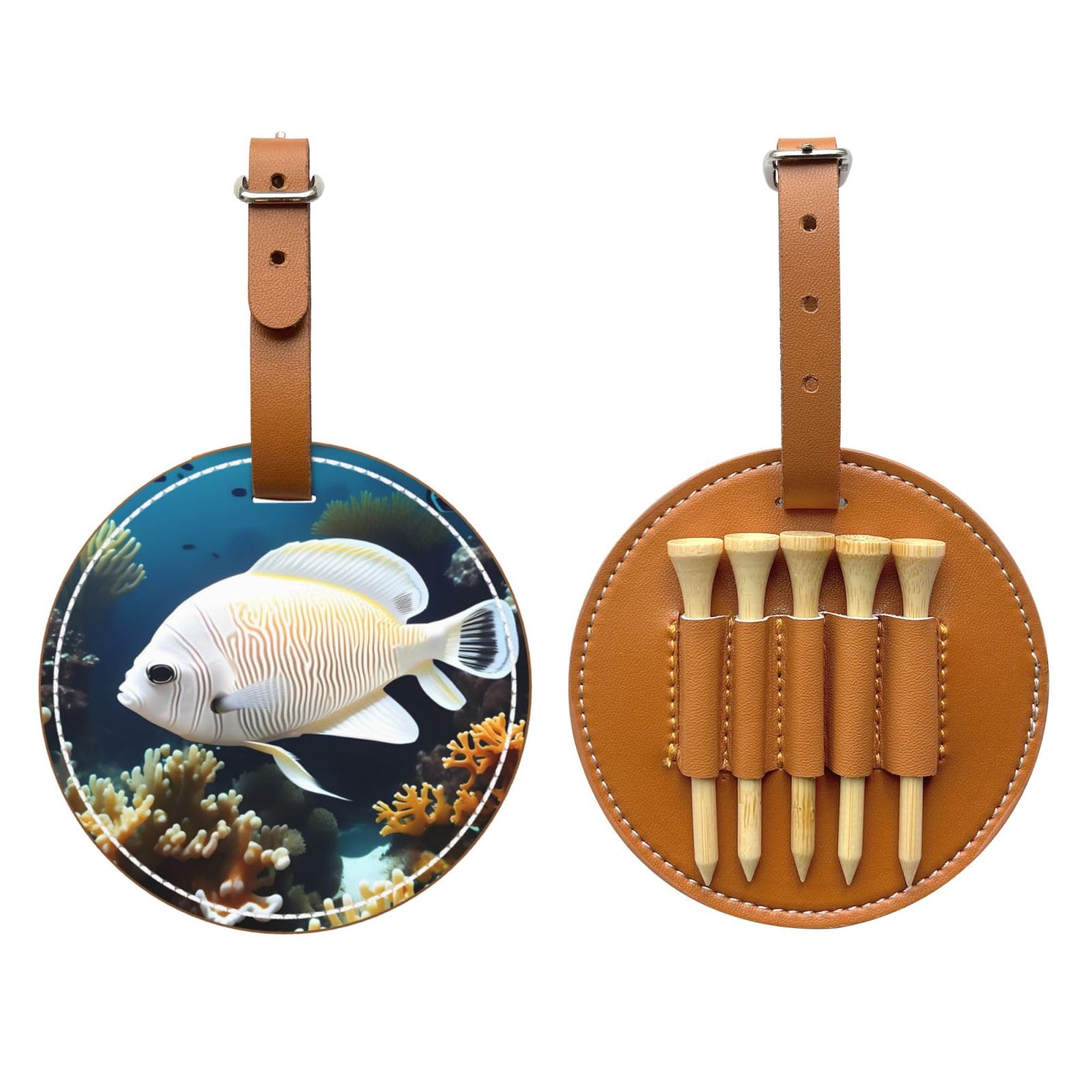 WXXWXD White-golden fish Printed Golf Tee Storage Bag - Portable Storage, Easily Organize Tees