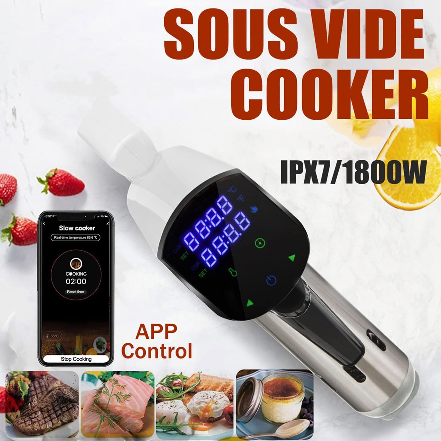Cocina De Precisión Sous Vide, Kit De Máquina Sous Vide con Bomba Extractora, Bolsa Sellada, Clip, Control De Visualización Led De Temperatura Y Tiempo, Circulador De Inmersión Térmica De Cocina