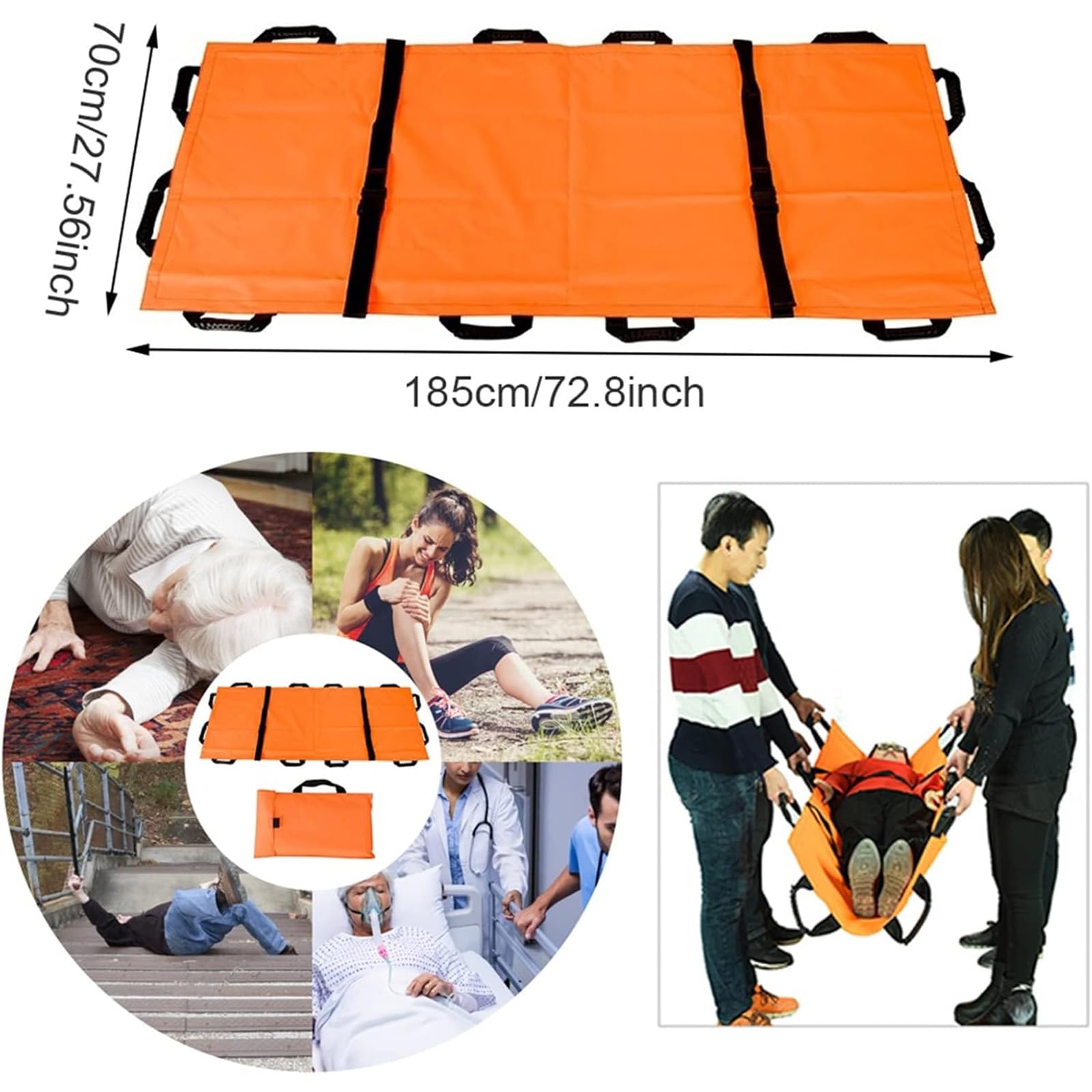 Generico Barella in Tessuto Oxford Barella Portatile di Soccorso di Emergenza Forniture per La Cura della Disabilità Barella Morbida Soccorso di Emergenza per Ospedale Clinica Casa