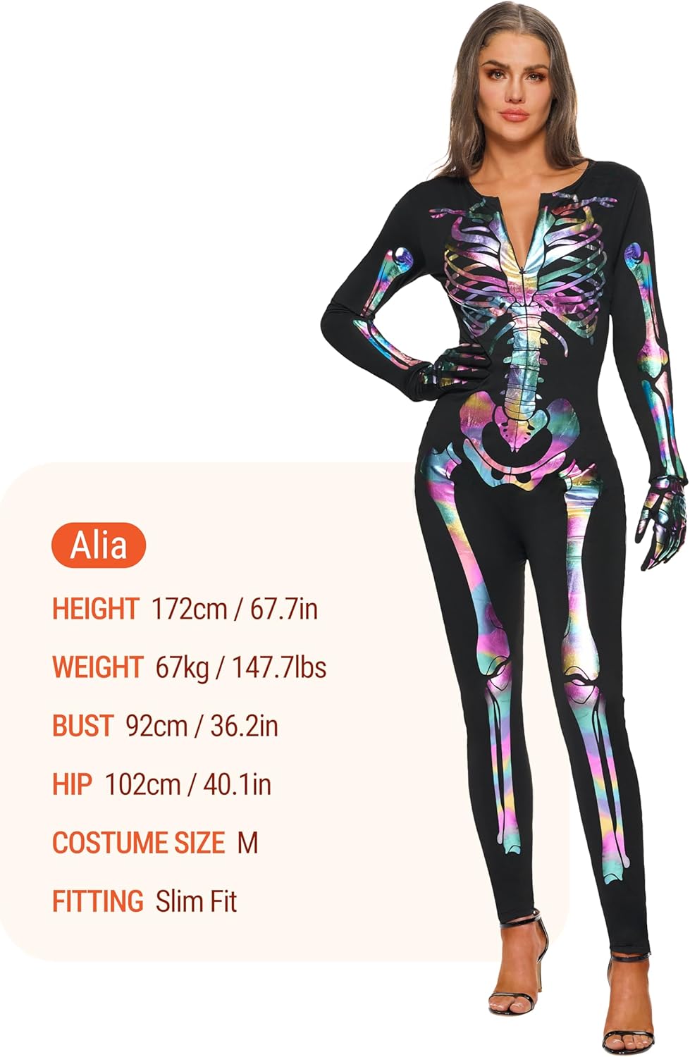 Spooktacular Creations Womens Skeleton Costume Glow in the Dark, Halloween Skeleton Bodysuit, Halloween Costumes for Adult - Image 3