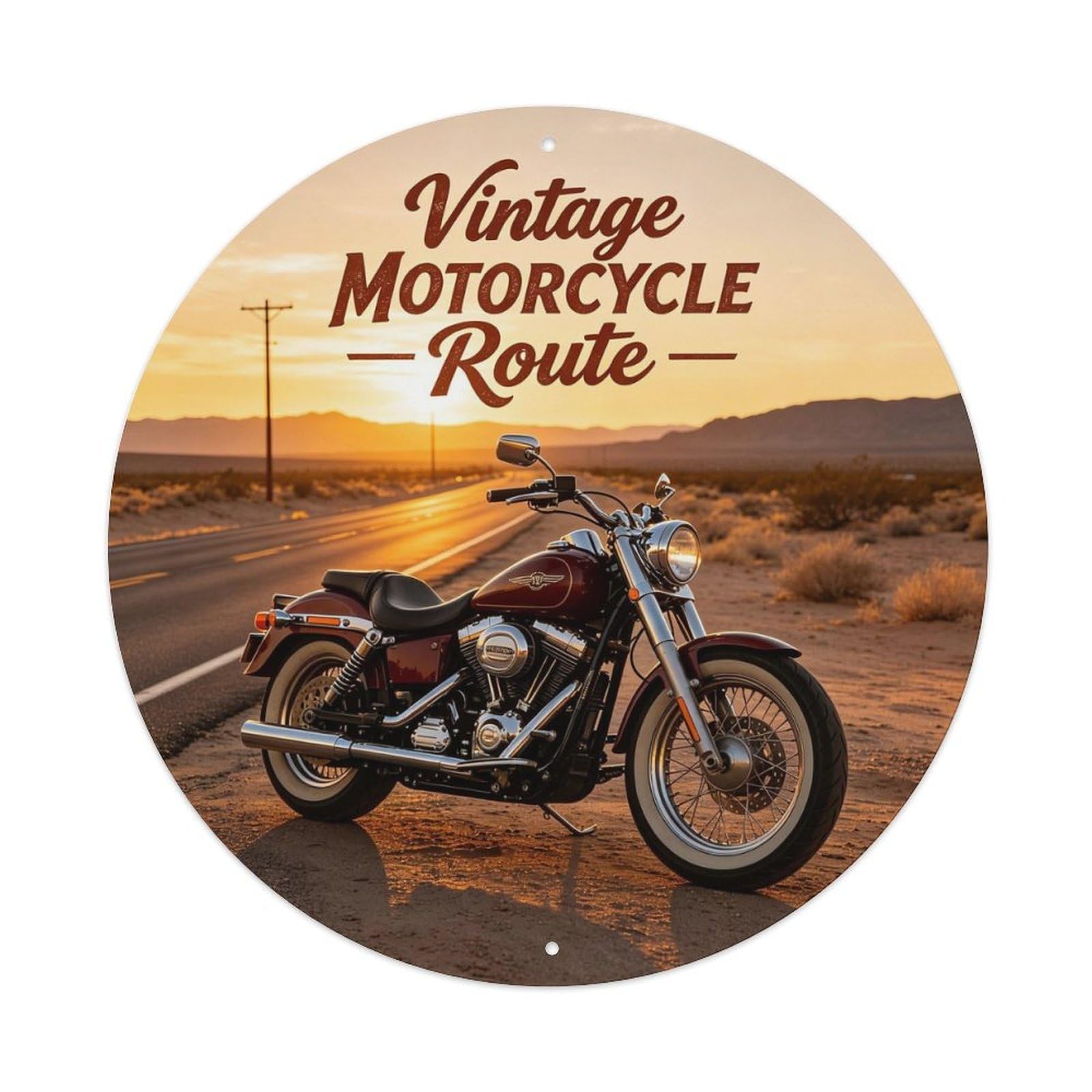 Route 66 Vintage Motorcycle Metal Tin Sign Plaque