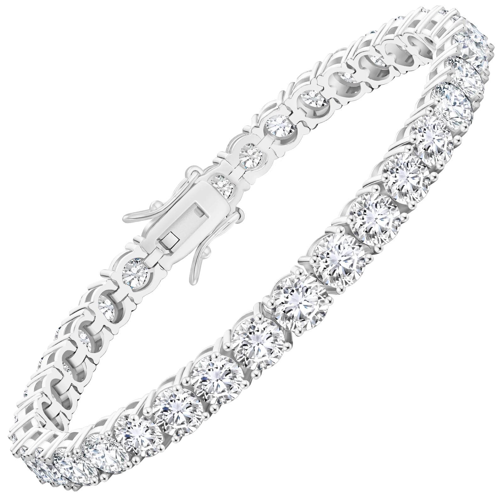 KRKC Tennisarmband für Damen in Silber, Wahlweise 5 mm Breite, 19 cm Länge | Mit funkelnden 5A Zirkonia-Steinen, Geschenk für Weihnachten & Valentinstag für Sie, Frauen, Alltag & Business