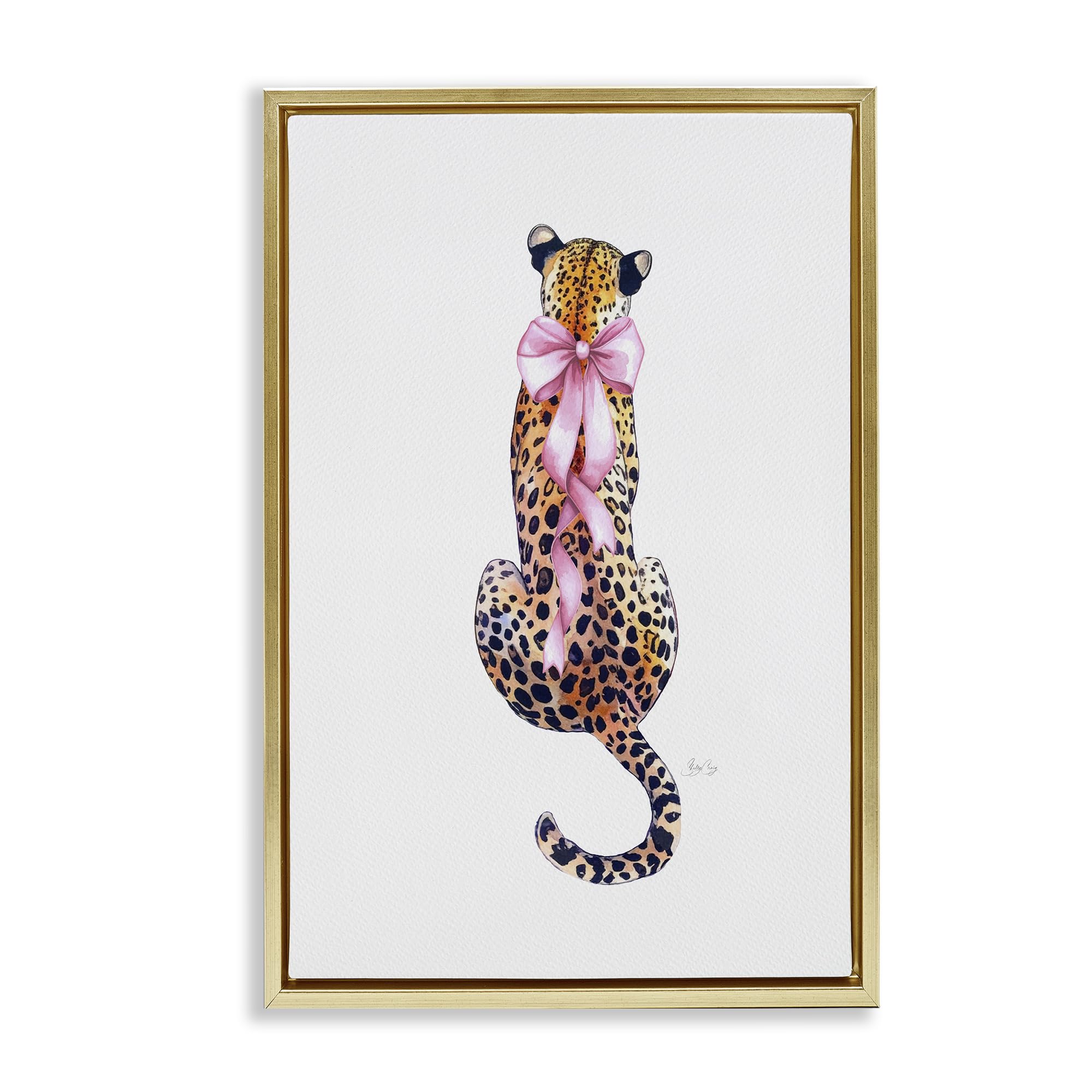 'Poised In Pink Cheetah'| Floating Frame Canvas Art