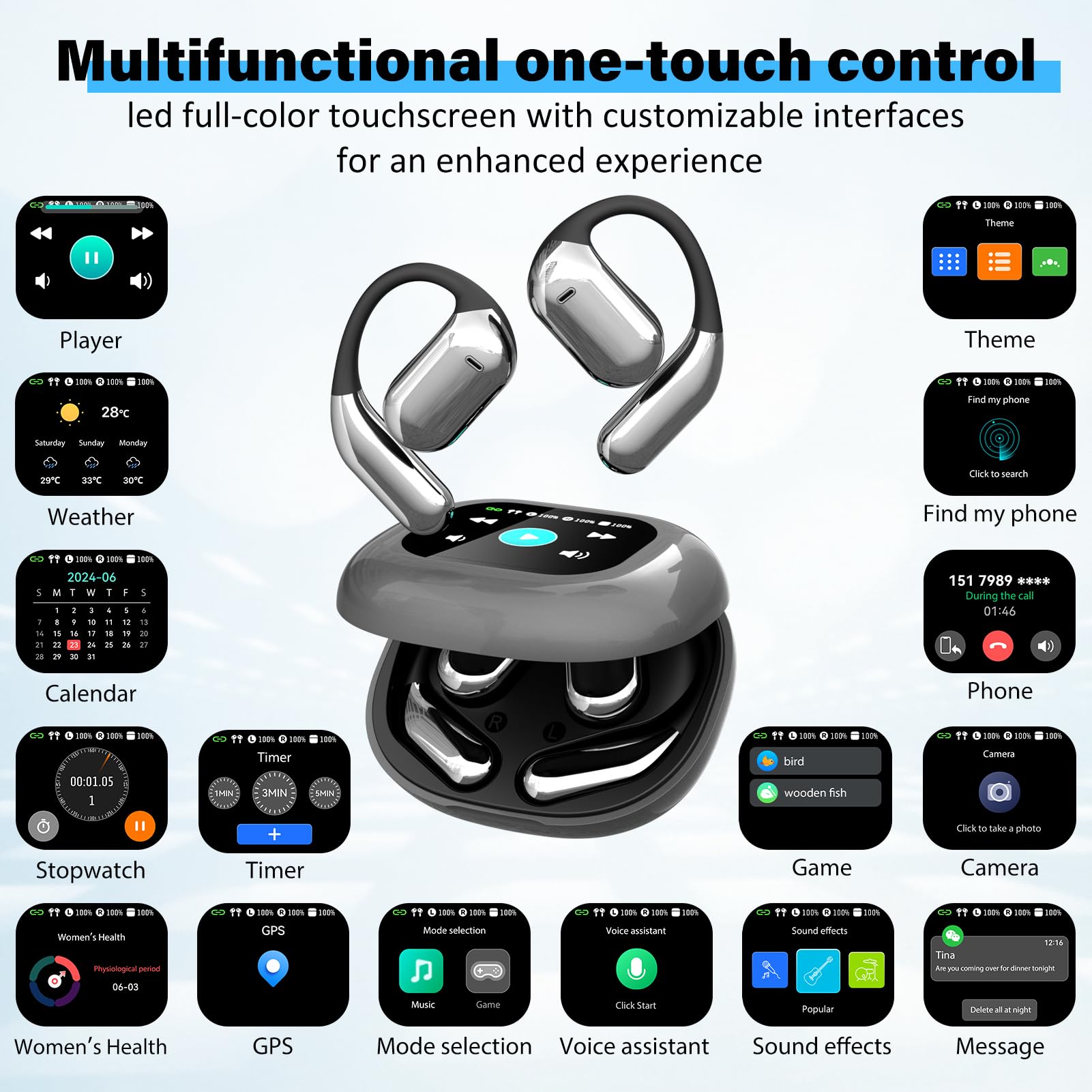 Amazon.co.jp: AI言語翻訳イヤホン、LCDタッチスクリーンOWS