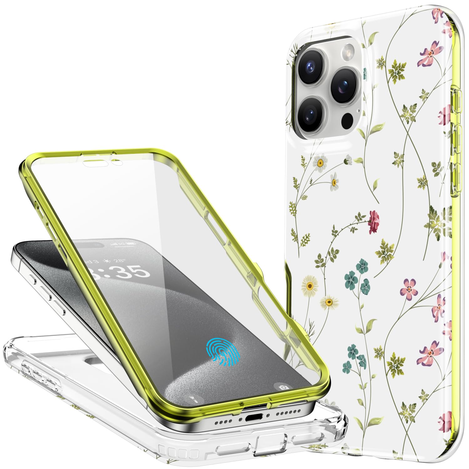 Esdot for iPhone 16 Pro Max Case with Built-in Screen Protector - Durable Hard PC Front Frame + Soft TPU Back Cover, Trendy Cute Designs for Women,