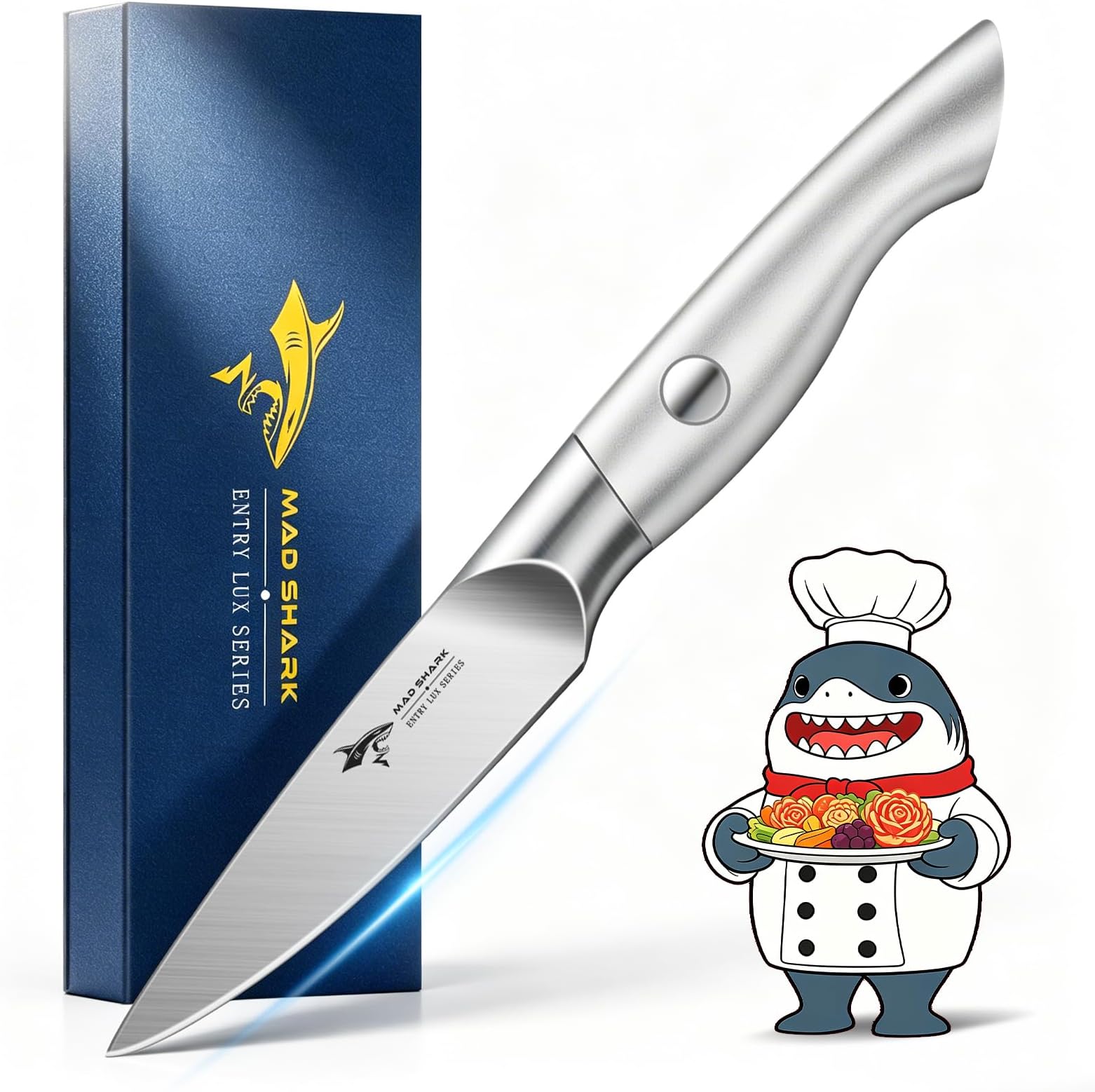 MAD SHARK Paring Knife 3.5 inch Ultra Sharp German Stainless Steel | Paring Fruit Knives with Ergonomic Handle Design, Unique Small Kitchen Knife As Gift for Chef's Men/Women