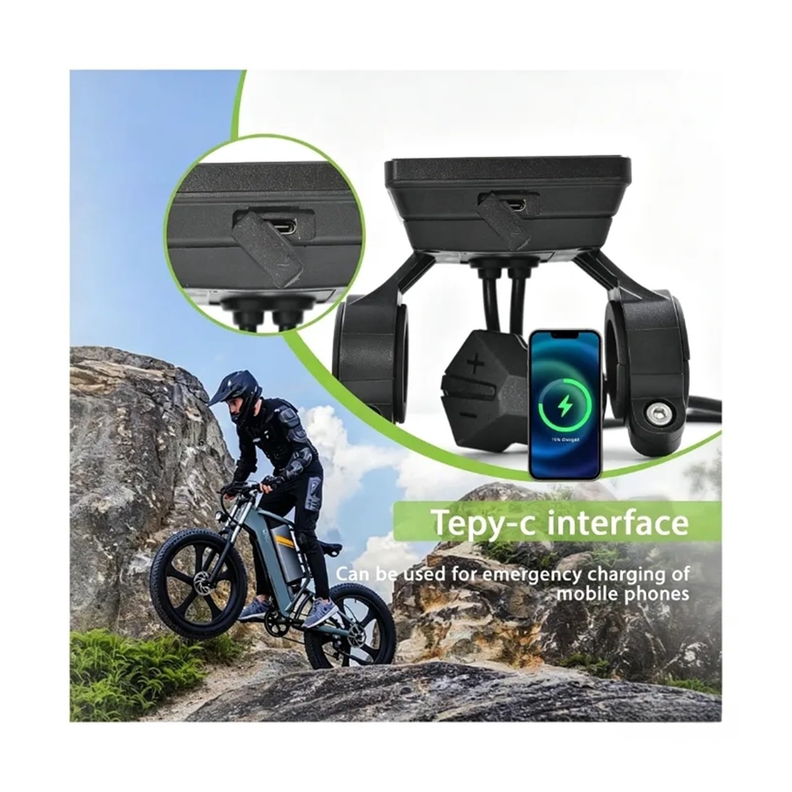 Contachilometri digitale M5C-2, display LCD a colori cablato abilitato Bluetooth con funzione antifurto elettronica for bici elettrica(Bluetooth-6PIN)
