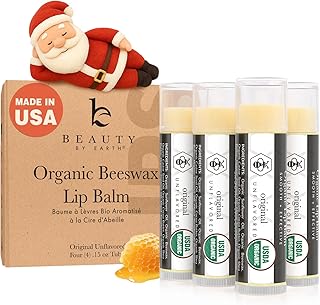 عبوة مرطب شفاه عضوية - مرطب شفاه طبيعي اصلي بدون نكهة مع زبدة الشيا وزيت جوز الهند وزبدة الكاكاو ومرطب الشفاه ومرطب الشفاه للشفاه شديدة الجفاف (عبوة من 4 قطع)